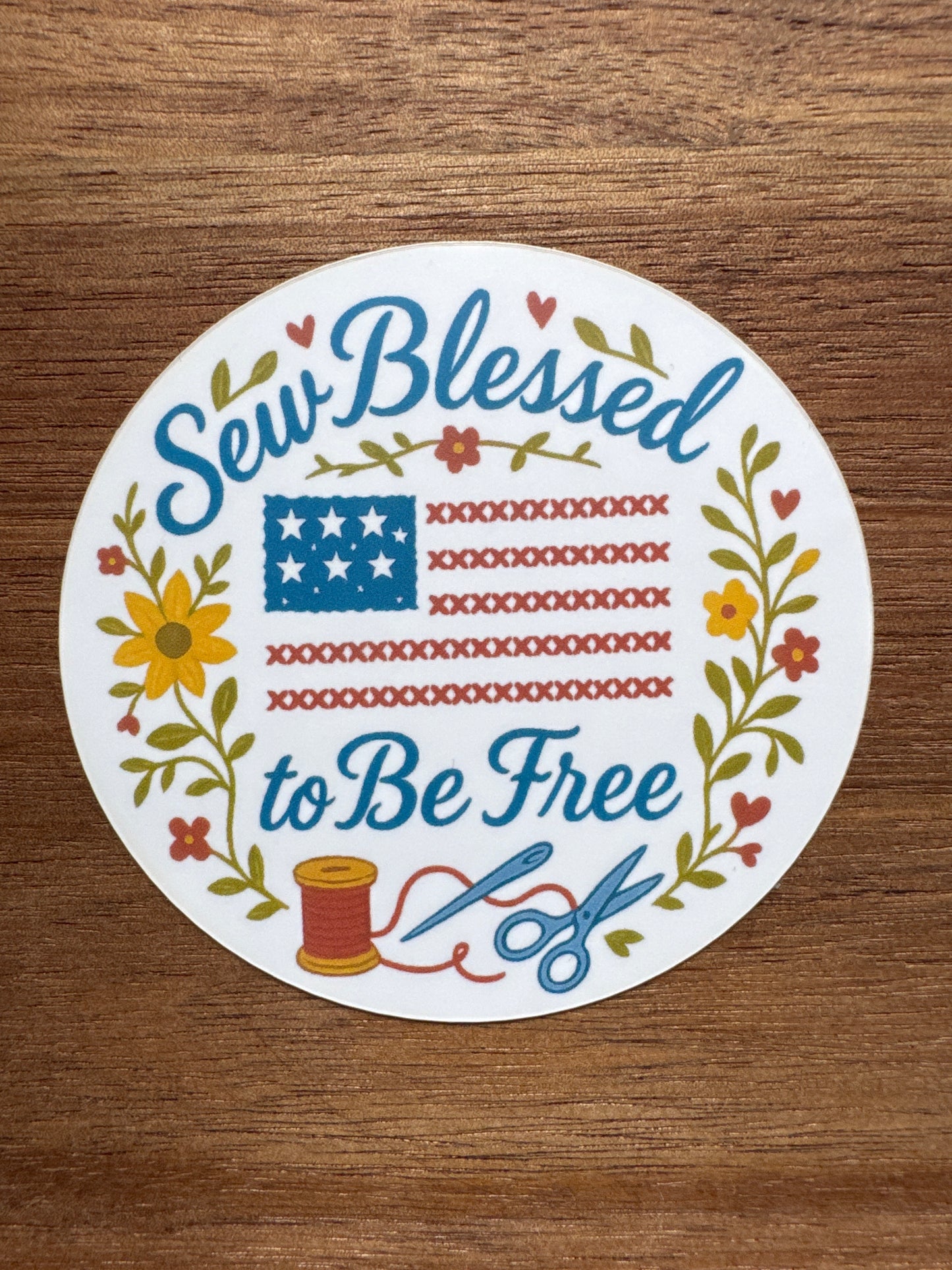 Quilters Haven Designs - Patriotic Quilter Stickers - Quilting America Together, Patchwork Of Liberty, Sew Blessed To Be Free