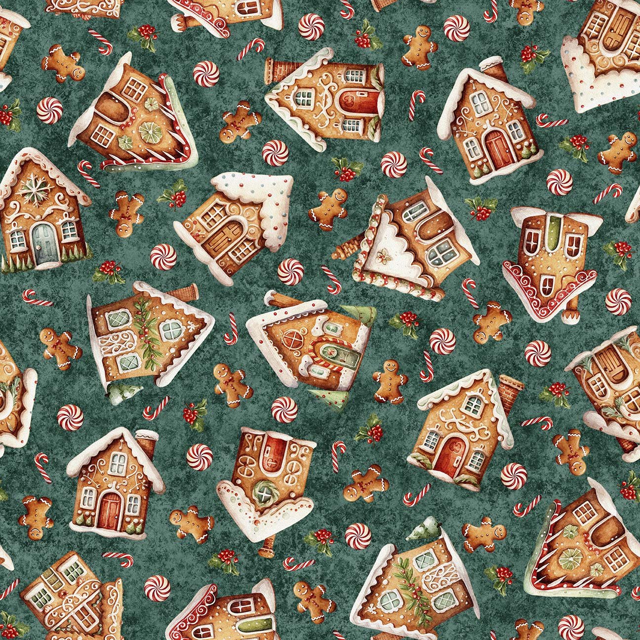 QT Fabrics - Morris Creative Group - QT Cuties Gingerbread Houses Collection - Quilting Fabric - Off the Bolt