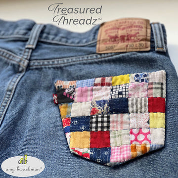 Treasured Threadz® - Postage Stamp Retro - Quilting Fabric - Quilt Block Panel
