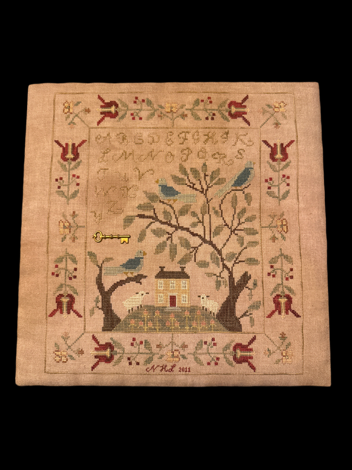 With Thy Needle & Thread - Birds of a Feather - Completed Mystery Sampler