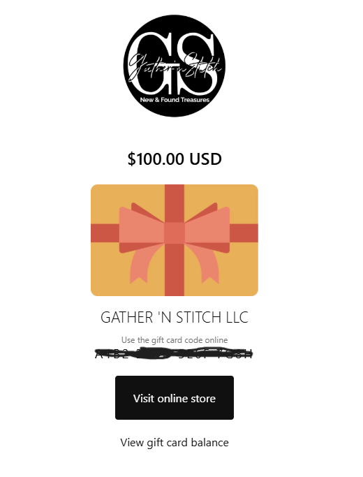 Gather 'n Stitch Digital eGift Card