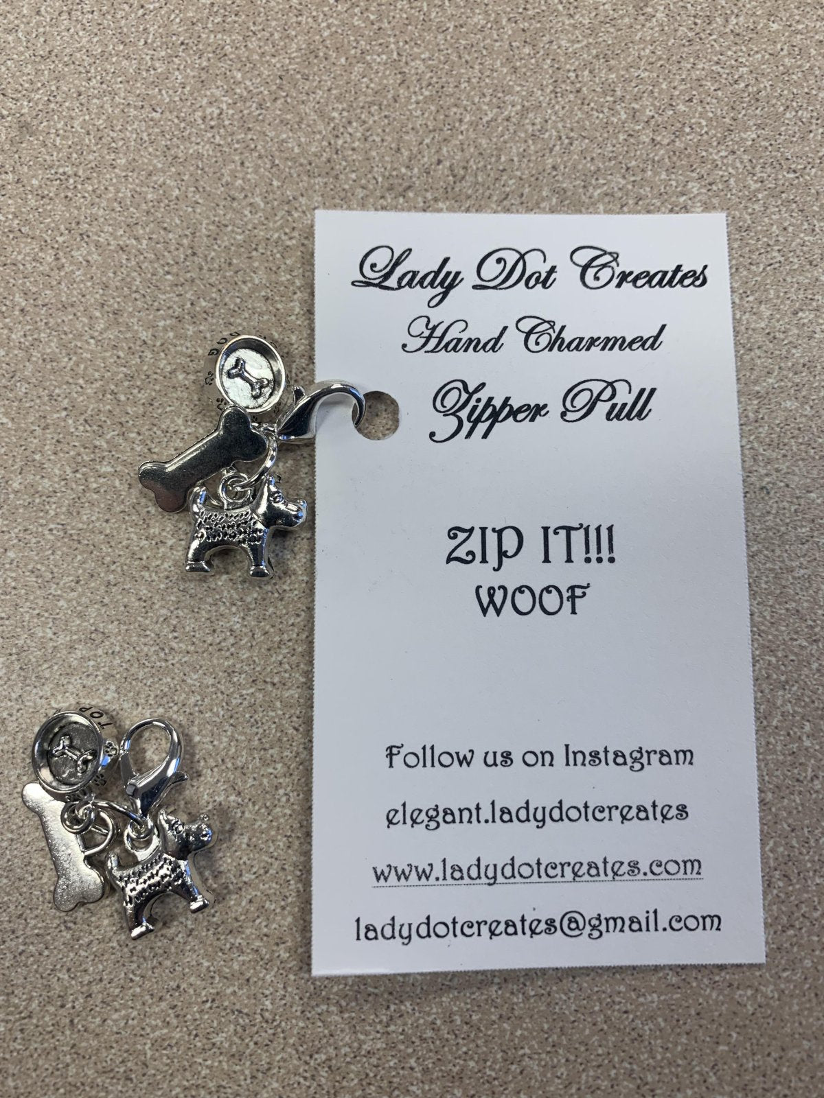Lady Dot Creates - Woof - Zip Its - Zipper Pull - Nashville Needlework Market 2026