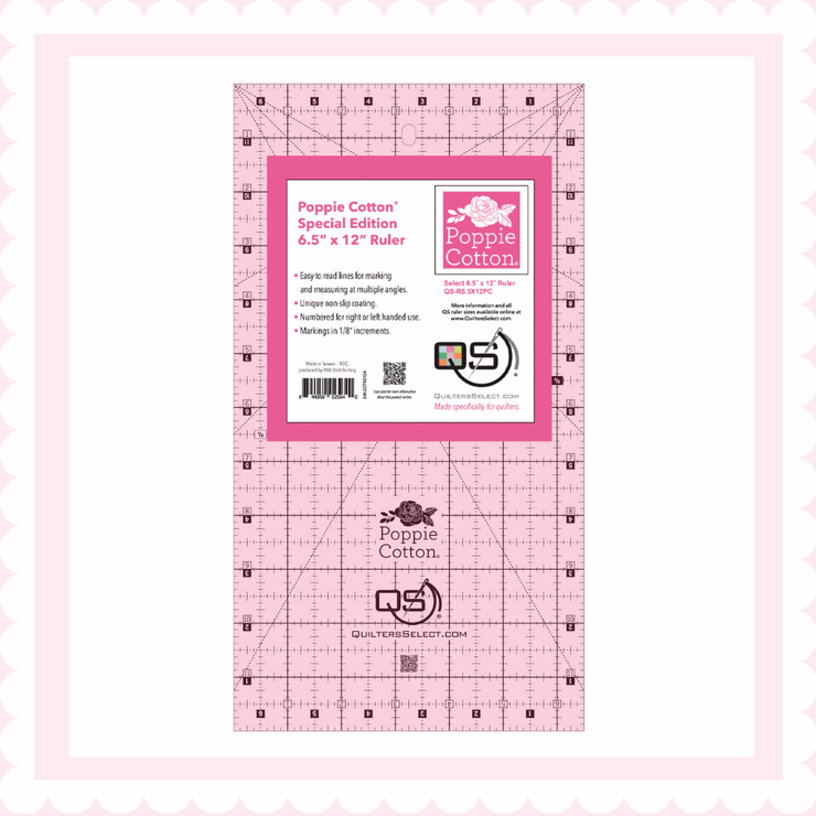 Quilters Select - Poppie Cotton - 6.5" x 12" Ruler - Notions