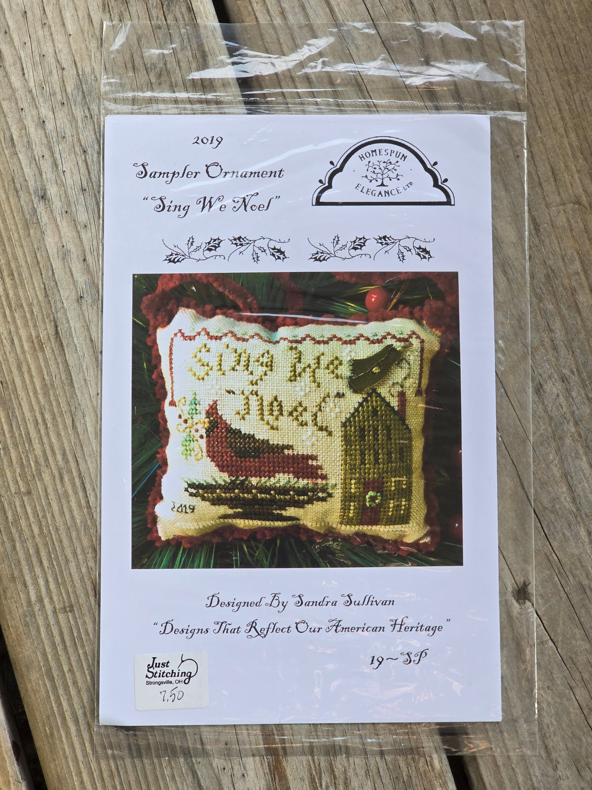Homespun Elegance - 2019 Sampler Ornament - Sing We Noel - 19-SP - Cross Stitch Pattern