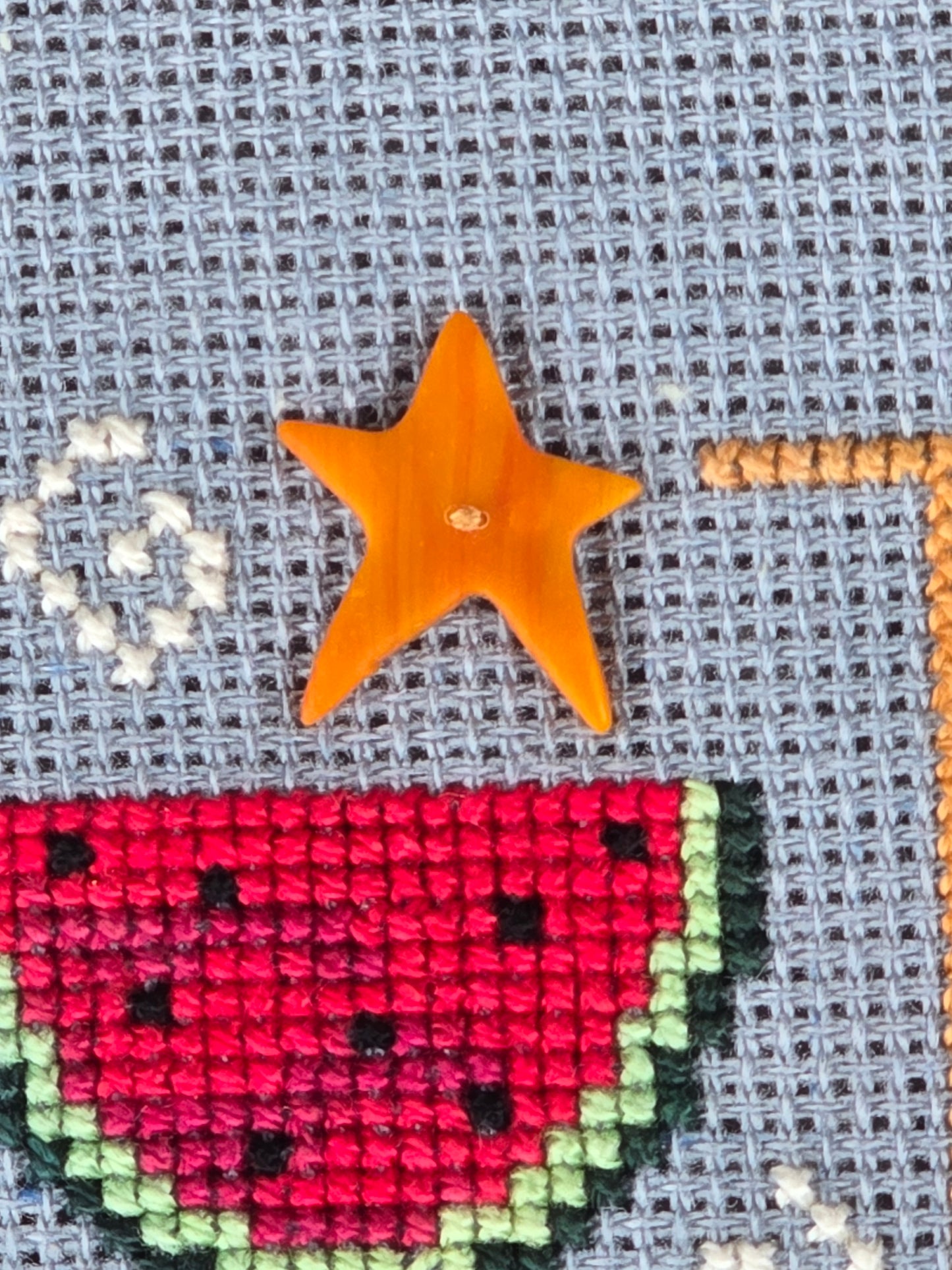 Lizzie Kate - Flip-It-Stamp July (Freedom - Red Watermelon) - Completed Cross Stitch