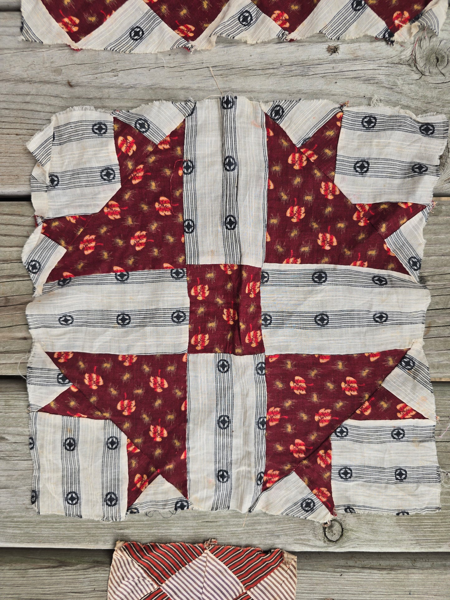 Antique Quilt Blocks - circa 1800s - Set of 3