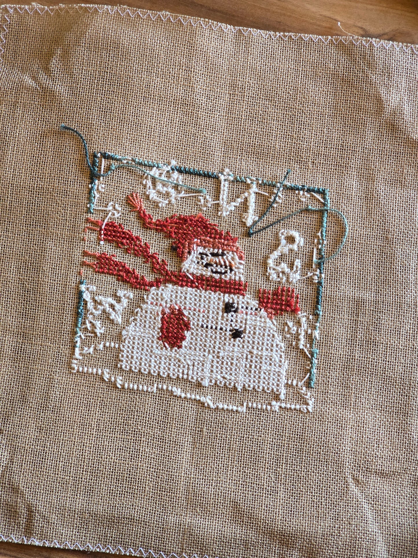 Unknown Designer - Snow Snowman - Completed Cross Stitch
