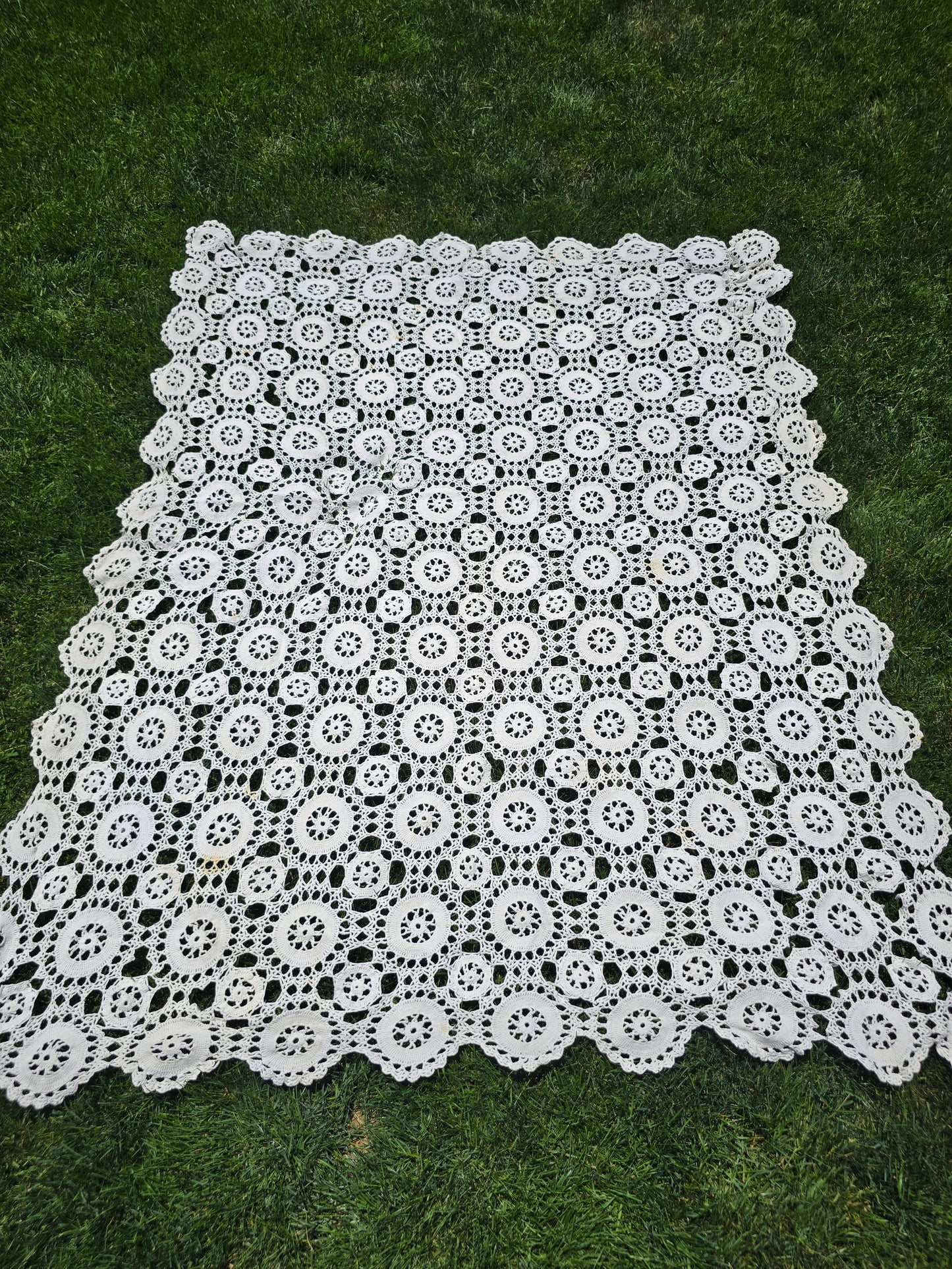 Vintage - Crocheted Tablecloth - 63" x 78" - Home Decor