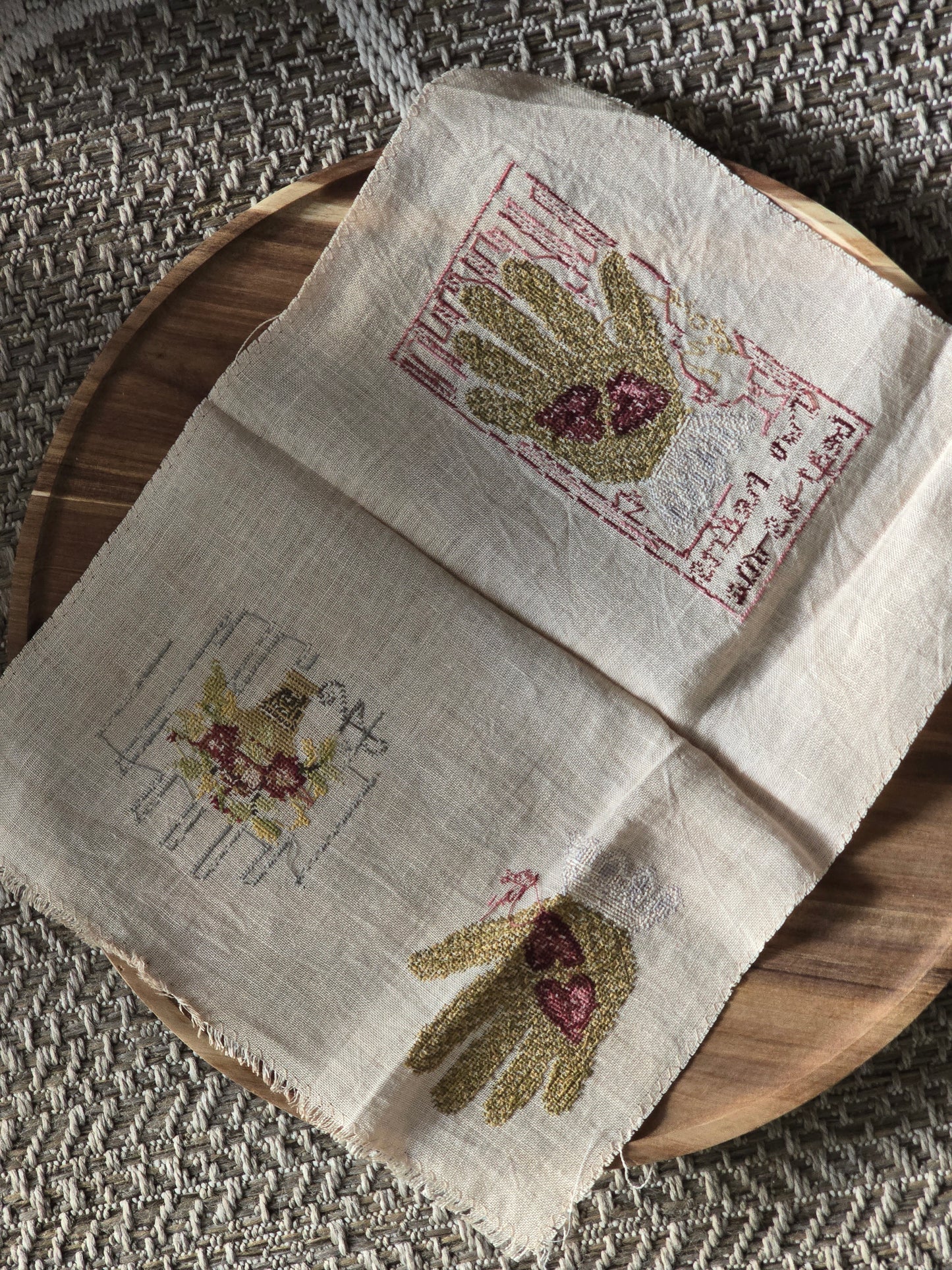 Blackbird Designs - Two Hearts - Completed Cross Stitch