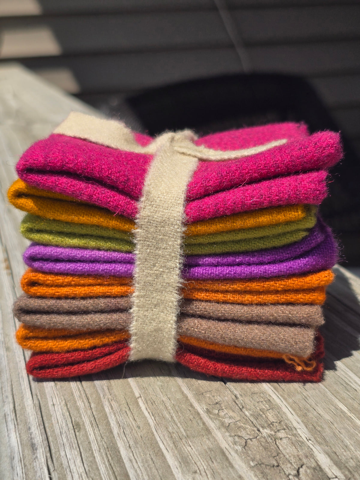 Petals and Blooms - Hand Dyed Wool Bundle - 8 Fat 16ths or 8 Fat 32nds - Autumn Splendor - Wool Fabric