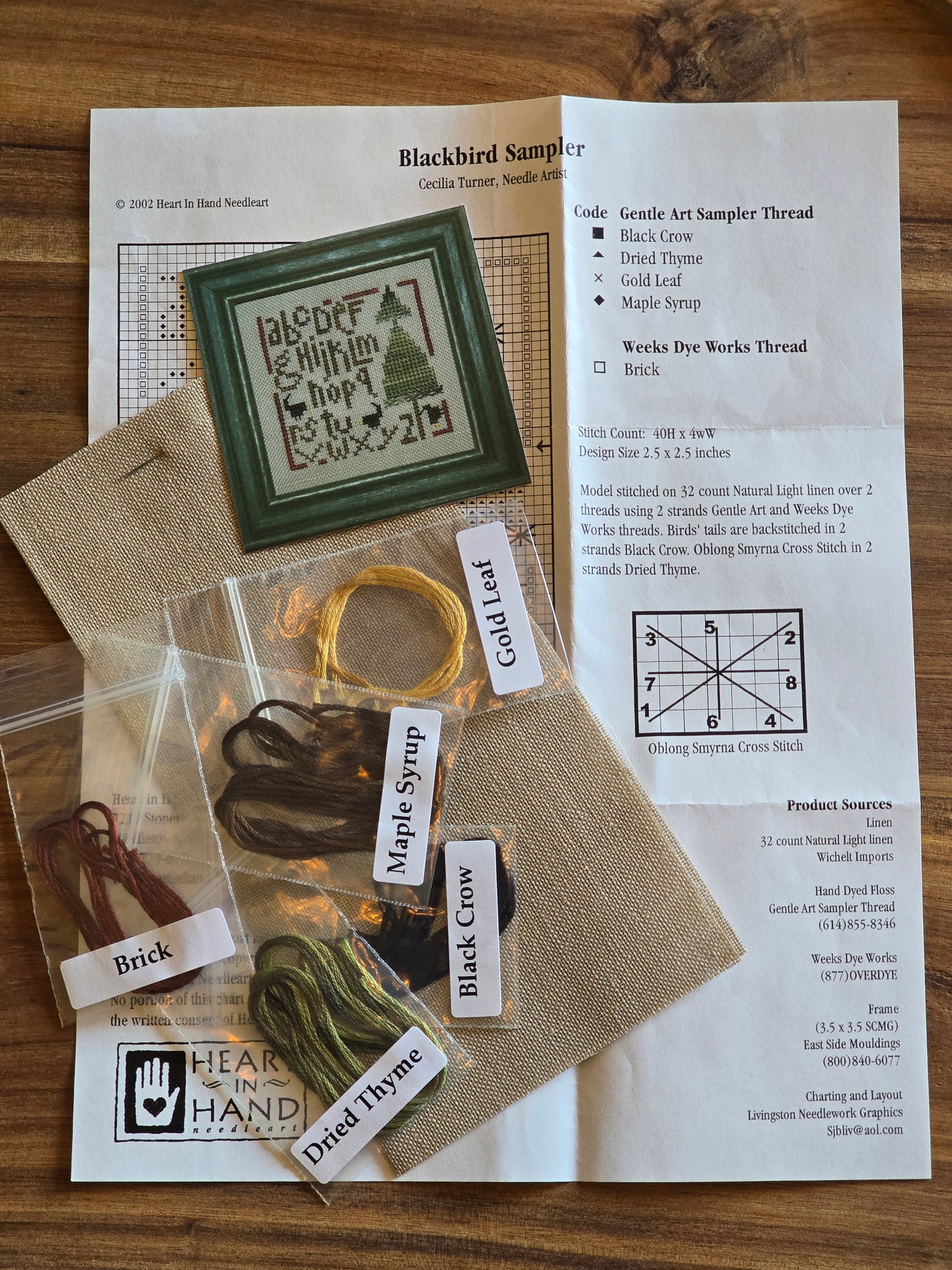 Heart in Hand Needleart - Blackbird Sampler - Cross Stitch Kit