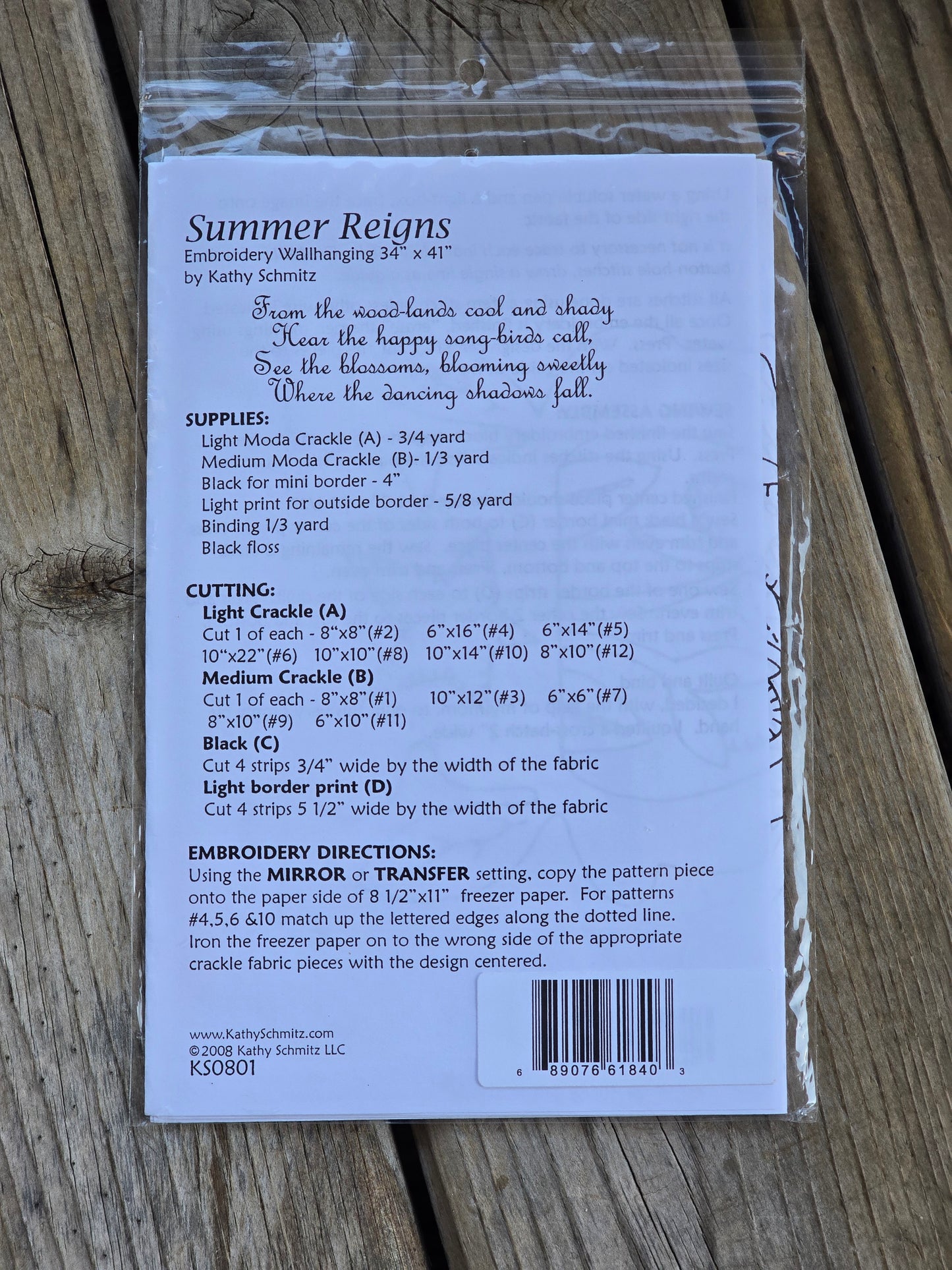 Kathy Schmitz - Summer Reigns - Embroidery Pattern