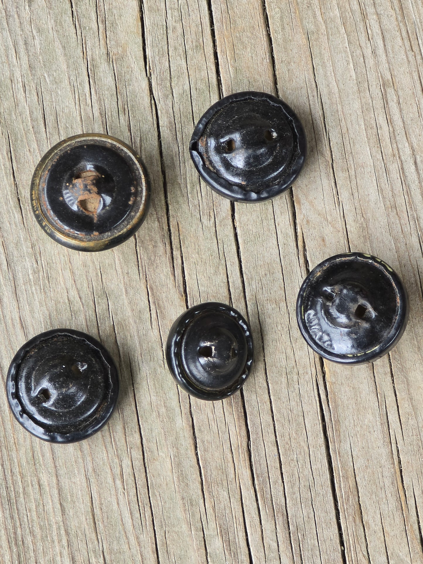 Vintage Black Metal Backed Buttons
