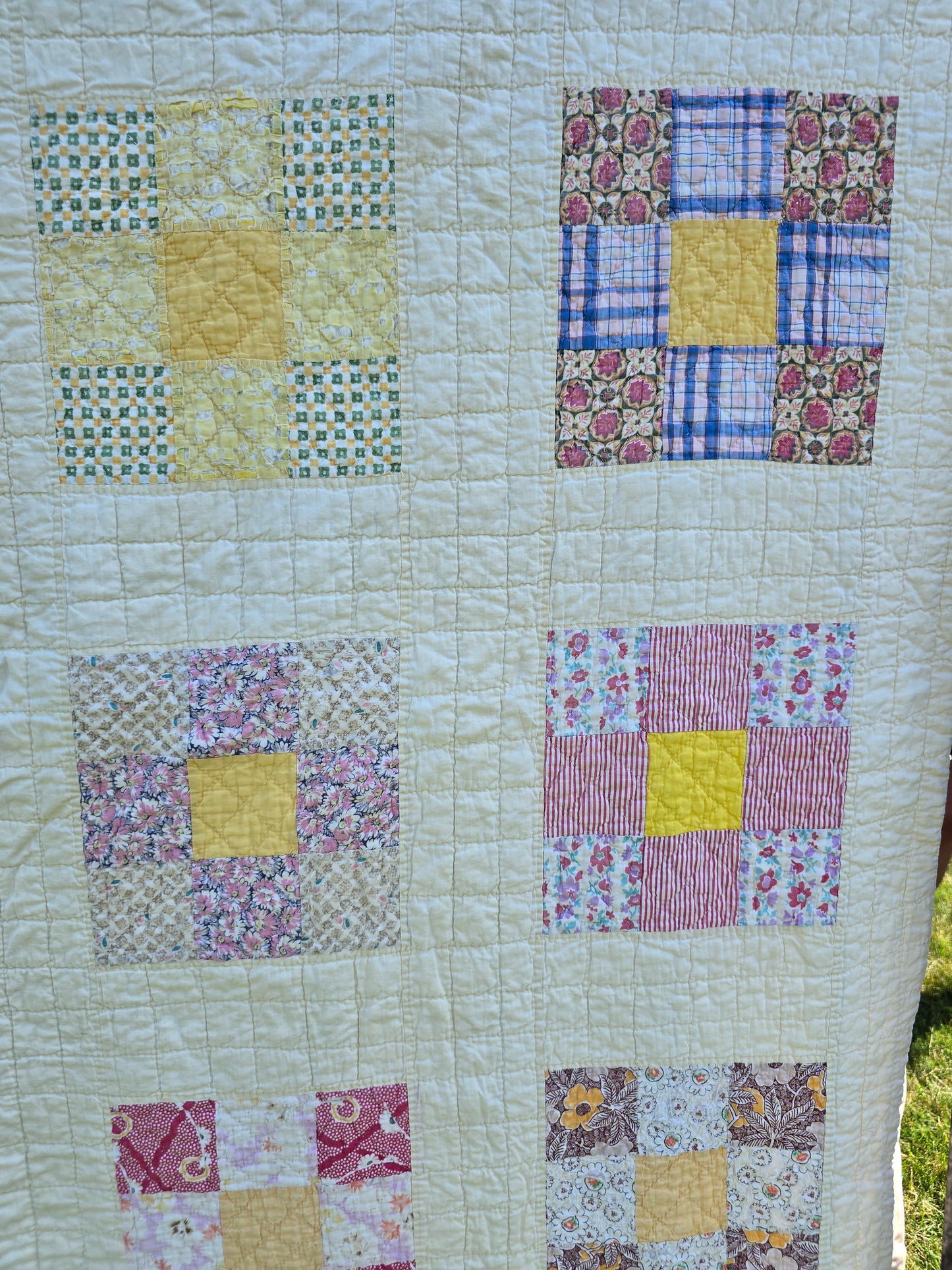 Vintage 9 Patch Quilt 68" x 80"