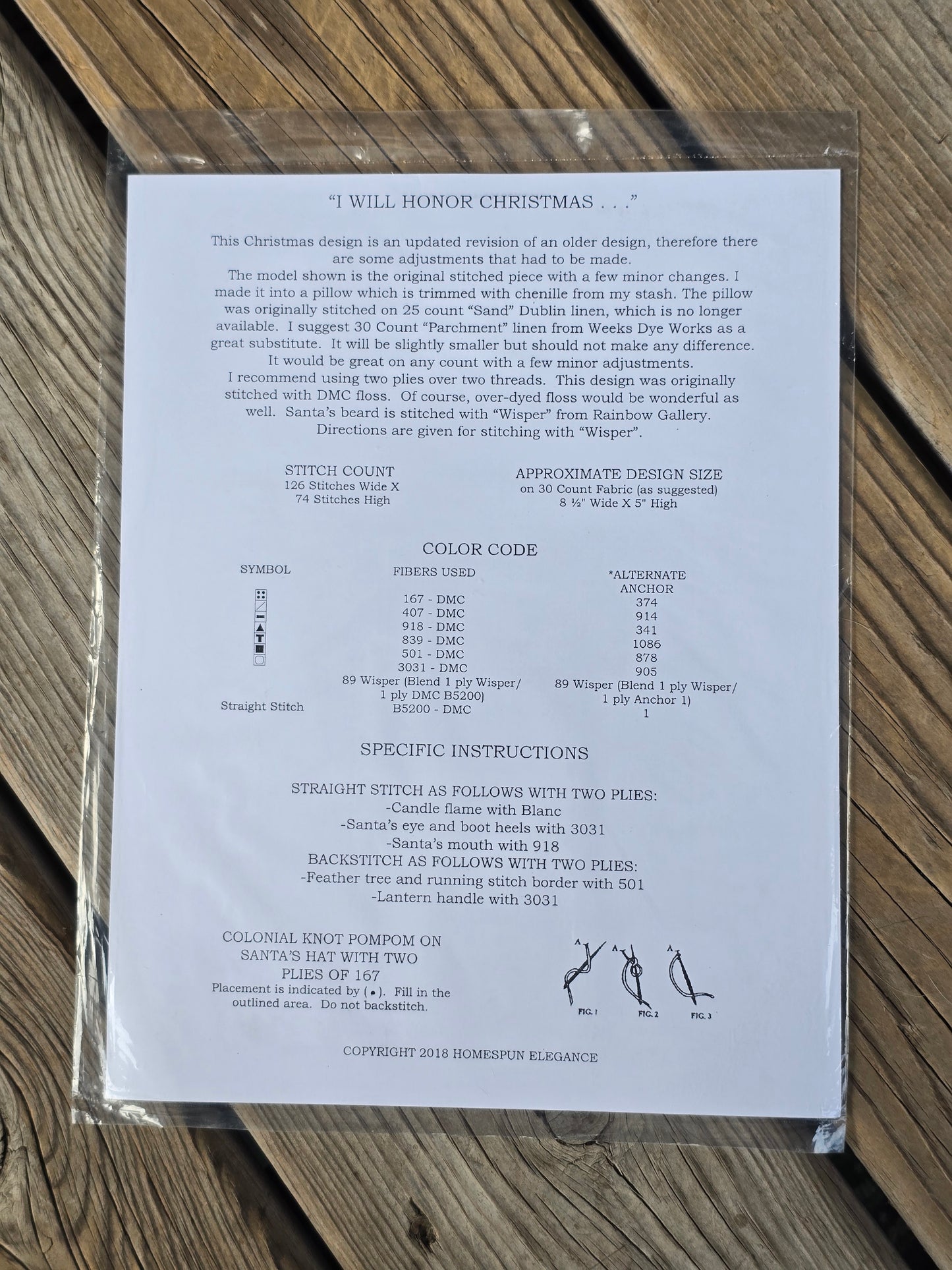 Homespun Elegance - I Will Honor Christmas - Cross Stitch Pattern