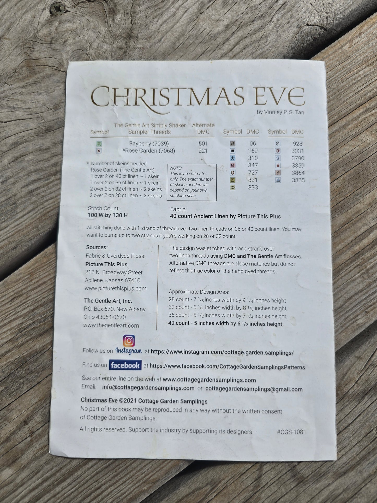 Cottage Garden - A Time for all Seasons Series #12 - Christmas Eve - Cross Stitch Pattern