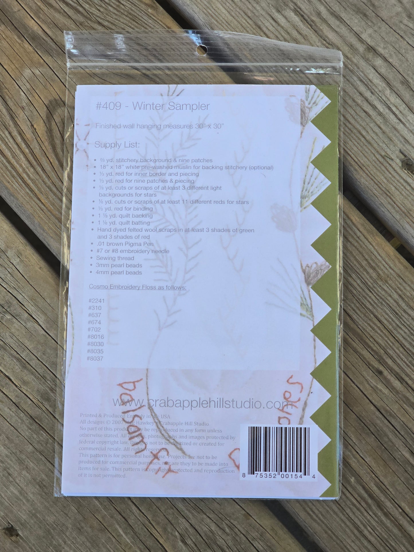 Crab-apple Hill - Winter Sampler - Embroidery and Quilt Pattern