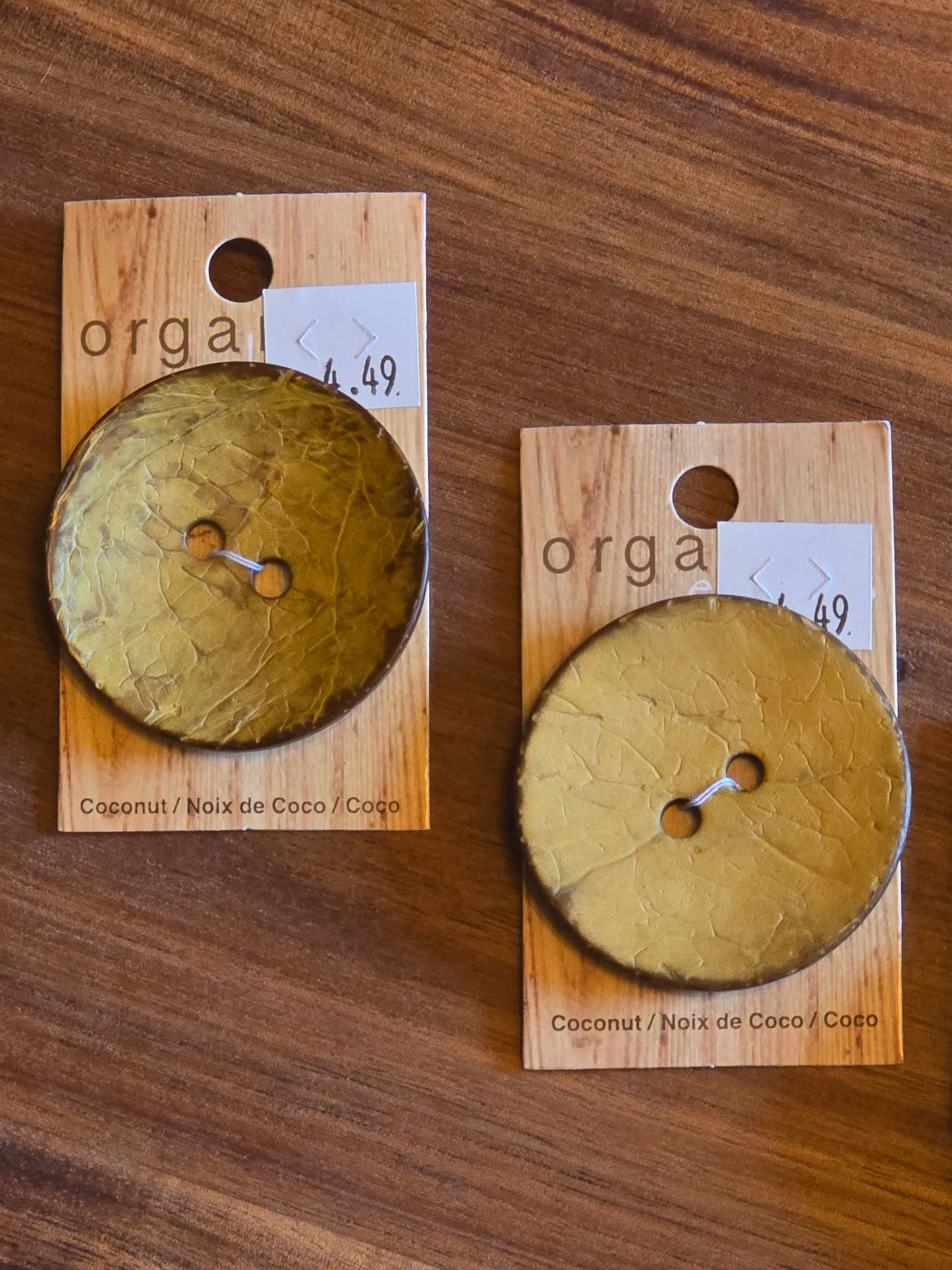 Organic Elements - Yellow Round Coconut Button