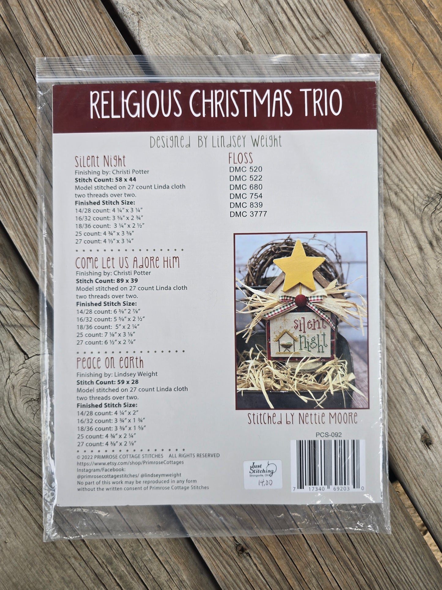 Primrose Cottage Stitches - Religious Christmas Trio - Cross Stitch Pattern