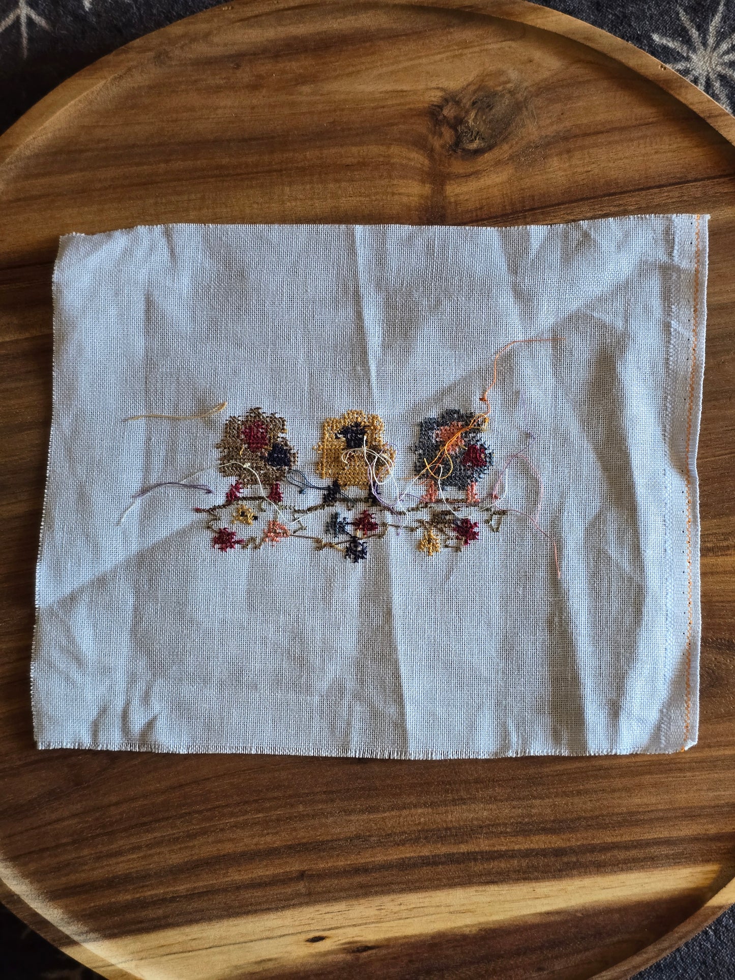 Designer Unknown - Three Sheep - Completed Cross Stitch