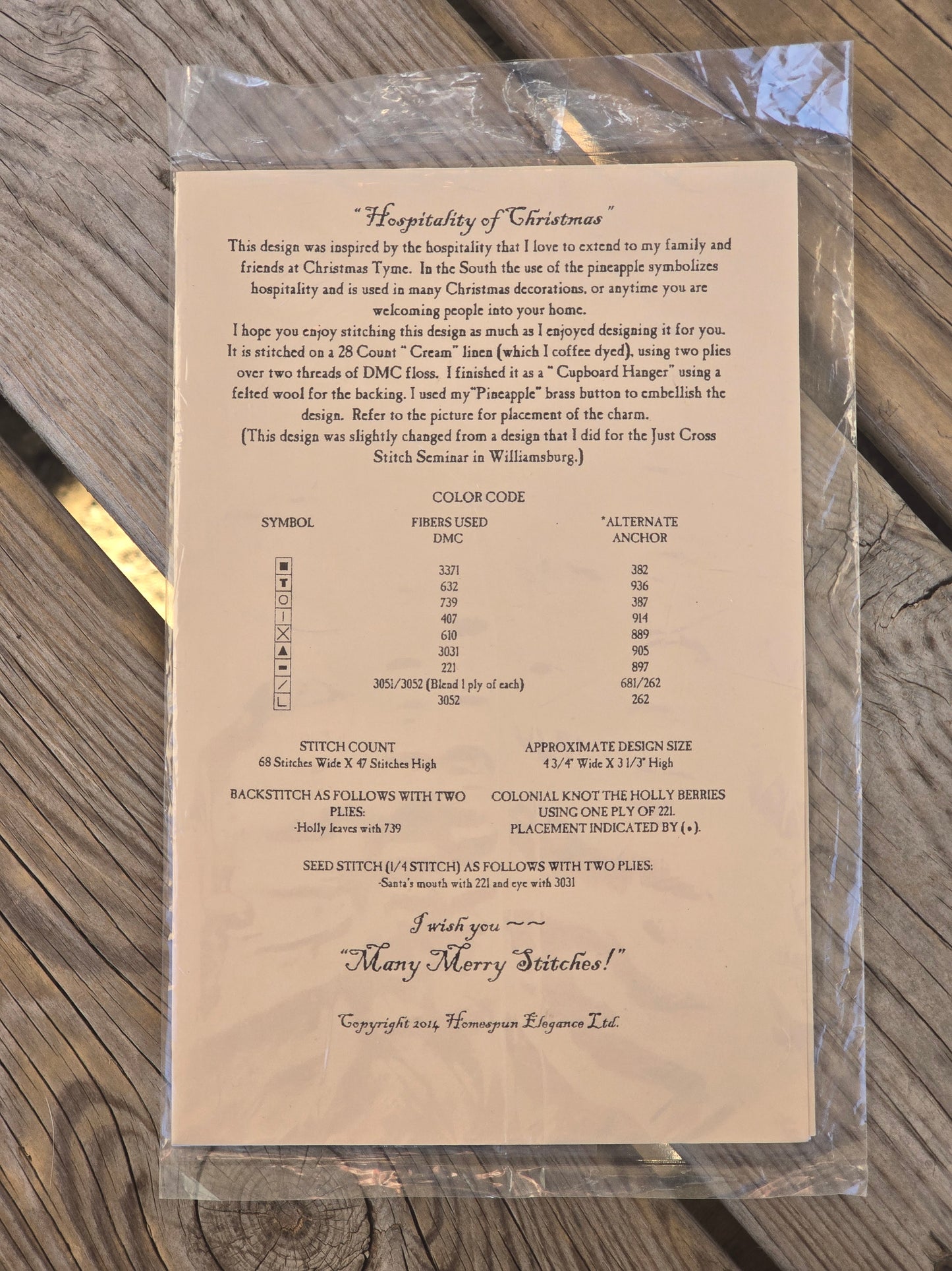 Homespun Elegance - Merry Noel Collection - Hospitality of Christmas - Cross Stitch Pattern