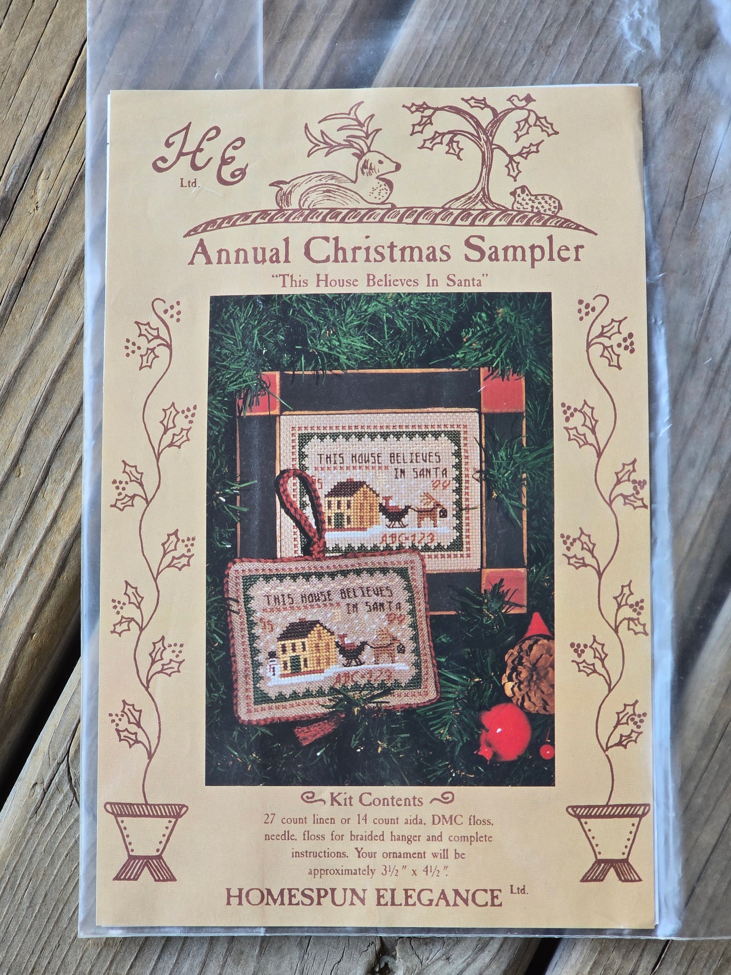 Homespun Elegance - Annual Christmas Sampler - This House Believes in Santa - Cross Stitch Kit