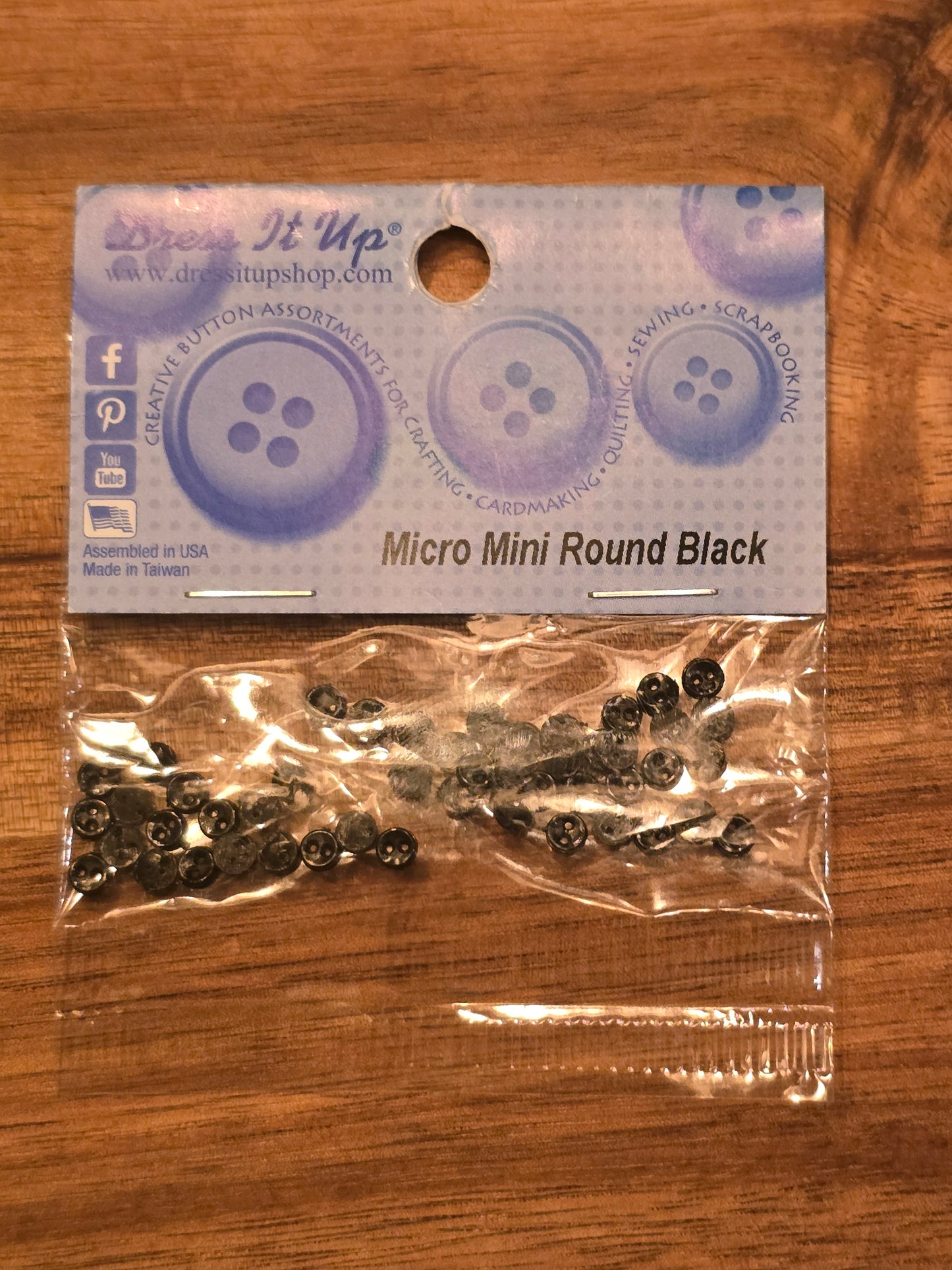 Dress It Up - Micro Mini Round Black Buttons