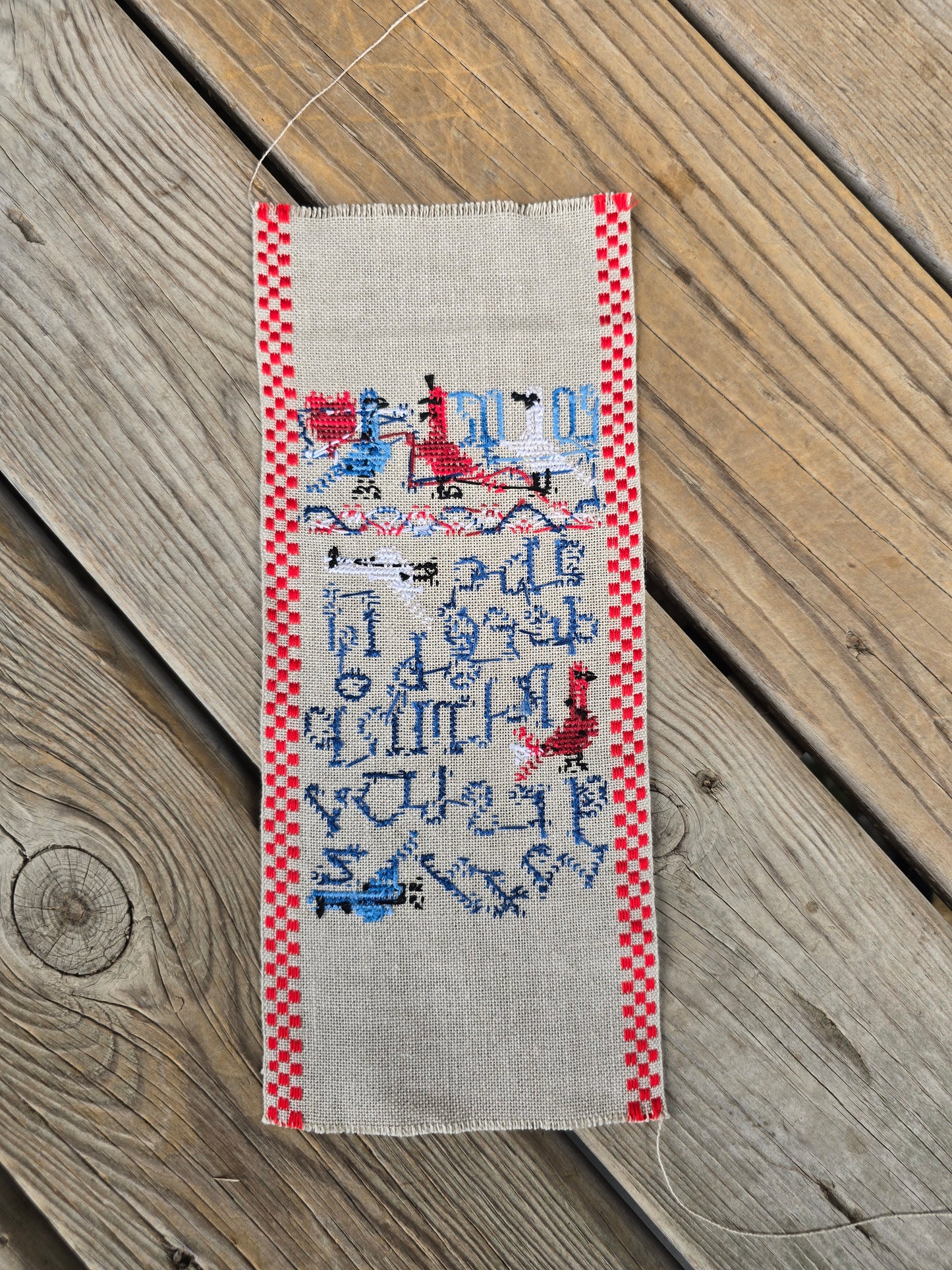 Red, White and Blue Sampler - Completed Cross Stitch