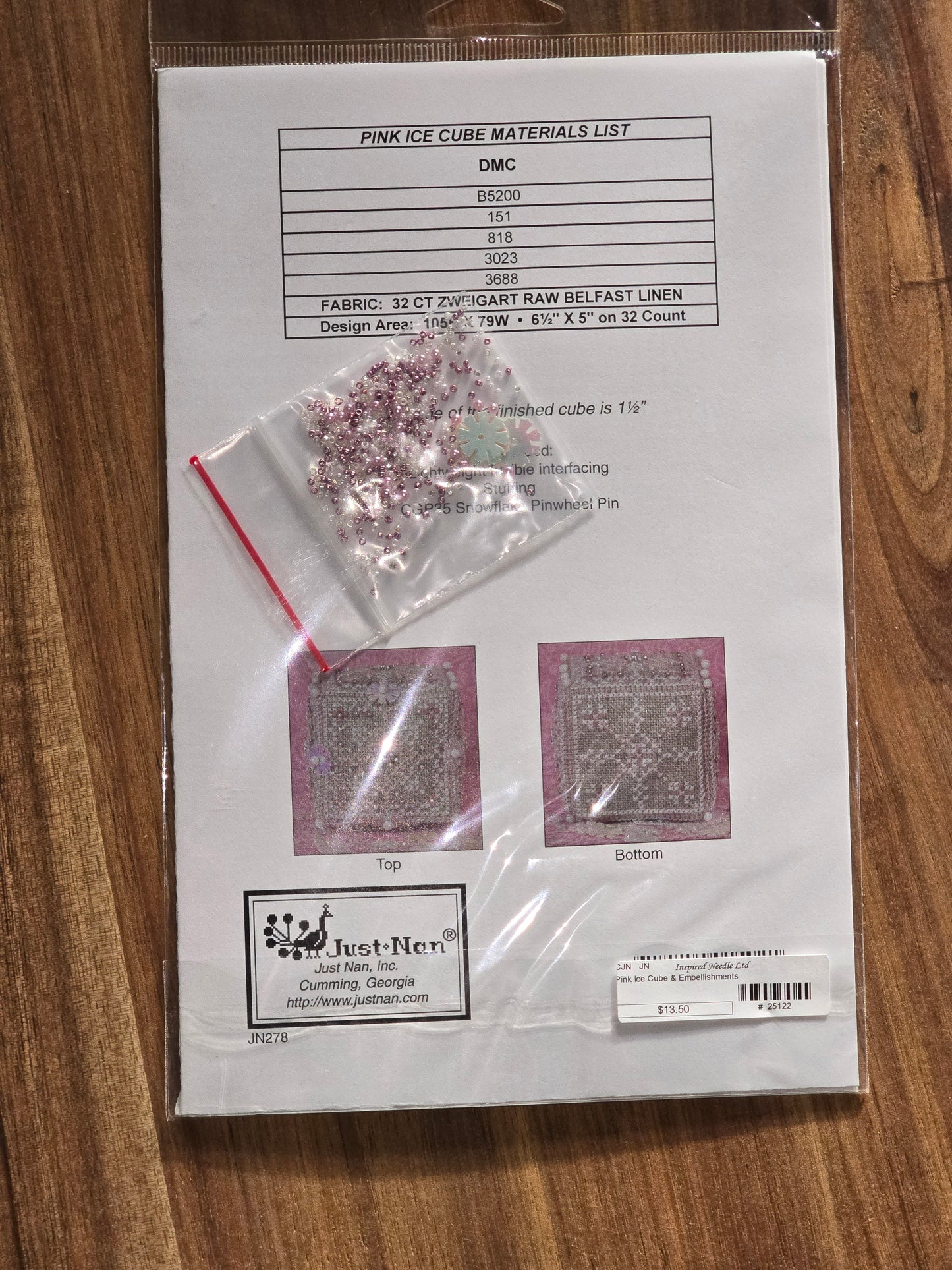 Just Nan - Pink Ice Cube - Limited Edition Winter 2015 - JN278 - Cross Stitch Pattern