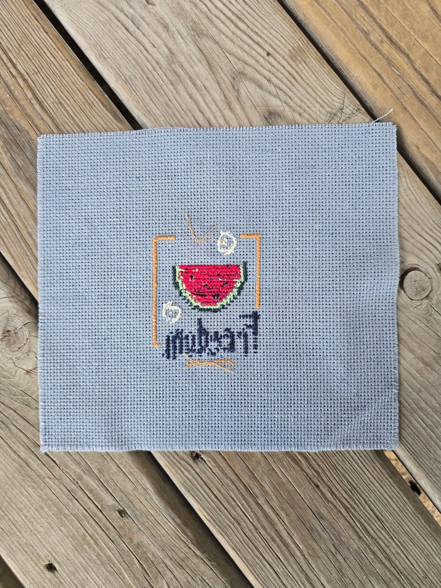 Lizzie Kate - Flip-It-Stamp July (Freedom - Red Watermelon) - Completed Cross Stitch