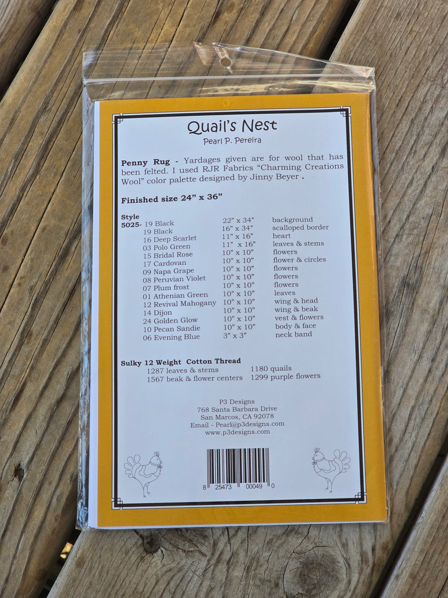 P3 Designs - Quail's Nest Penny Rug - Quilt Pattern