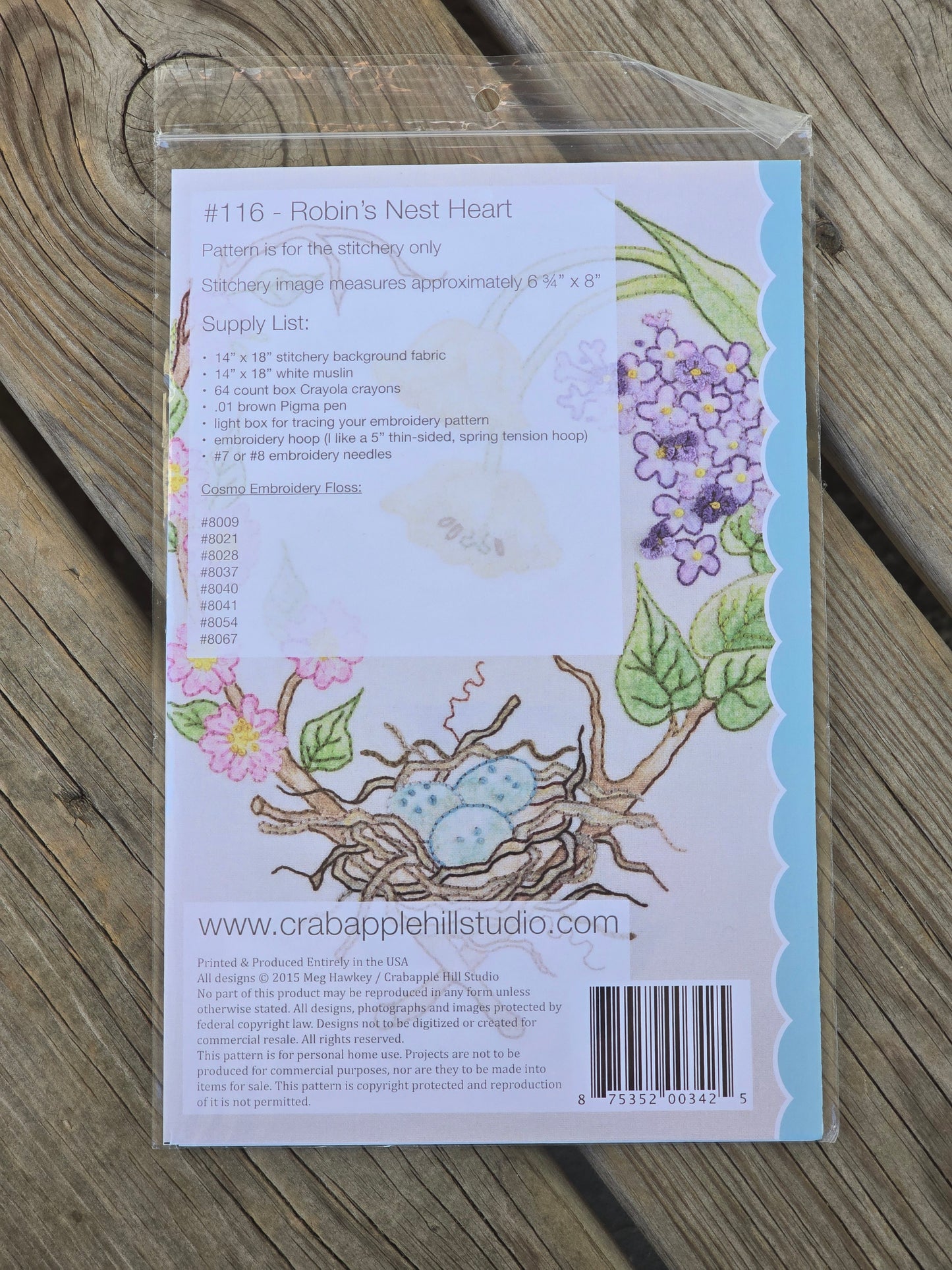 Crab-apple Hill - Robin's Nest Heart - Embroidery Pattern