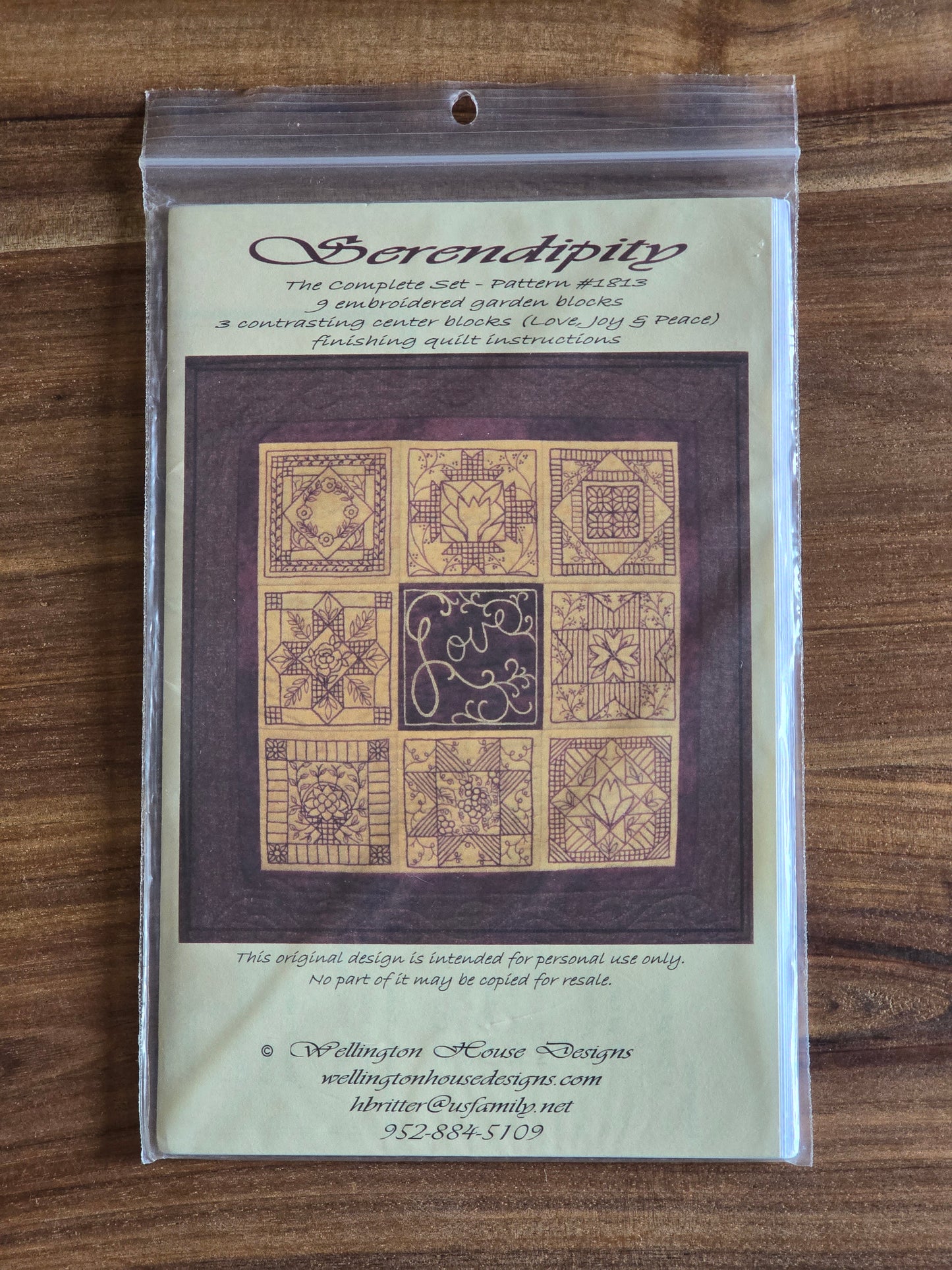 Wellington House Designs - Serendipity - Embroidery and Quilt Pattern
