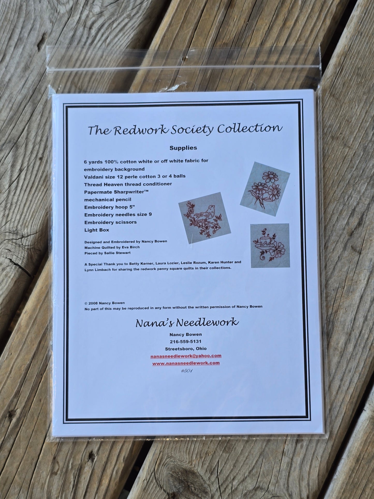 Nana's Needlework - The Redwork Society Collection - Embroidery Pattern