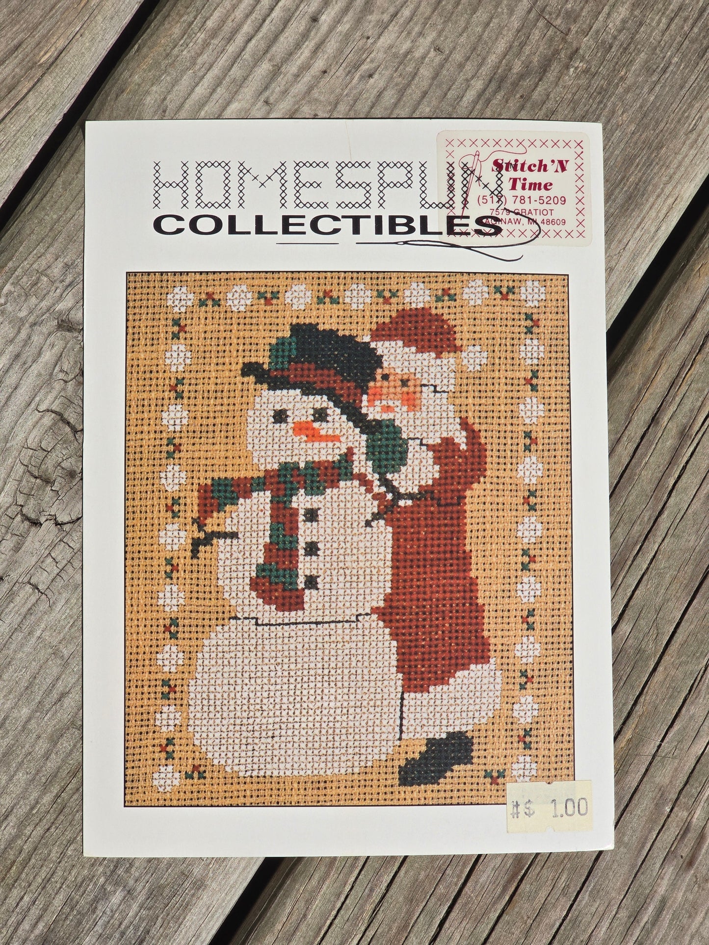 Homespun Collectibles - Santa with Snowman - # 12 - Cross Stitch Pattern