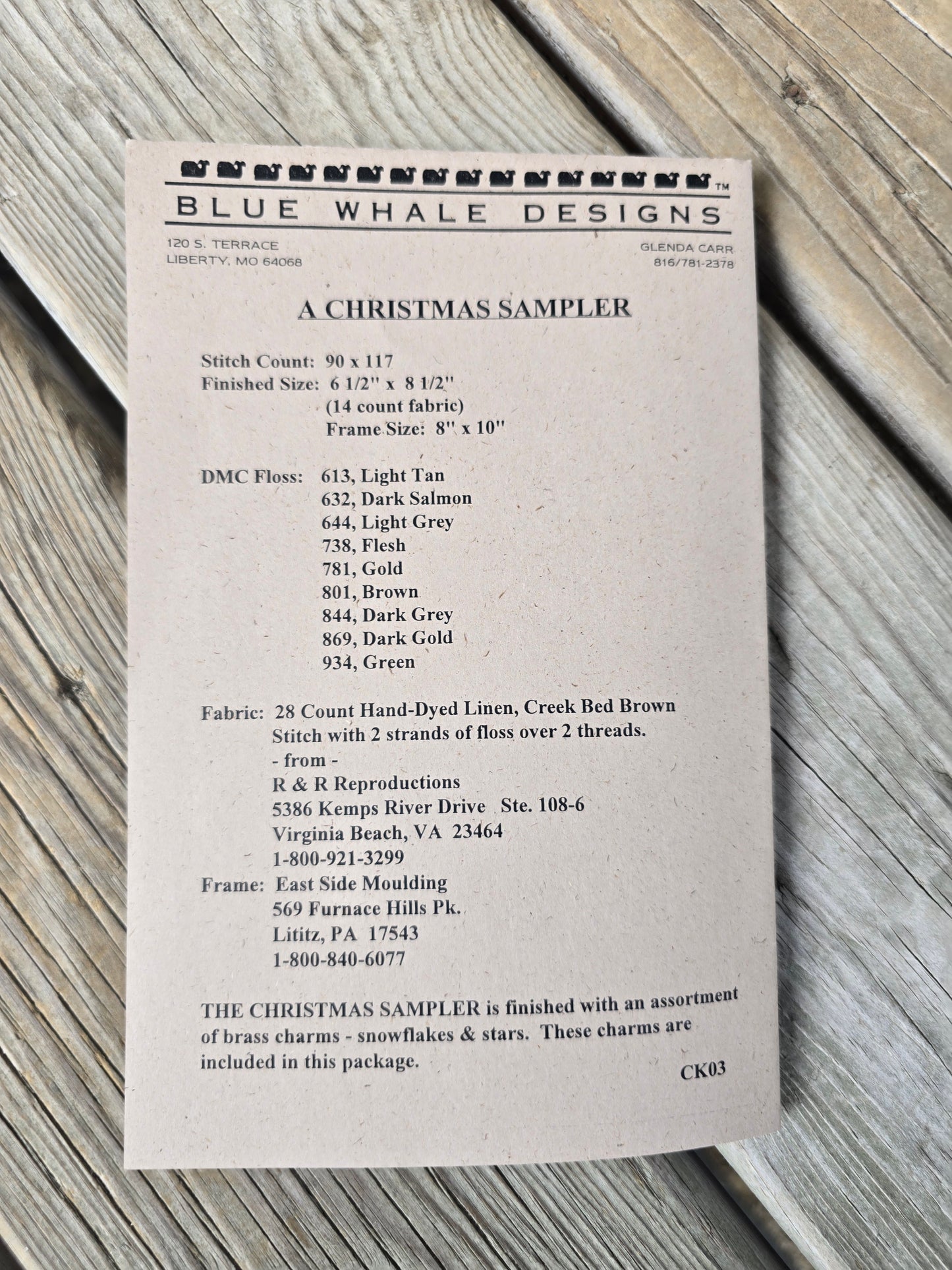 Blue Whale Designs - A Christmas Sampler - Cross Stitch Pattern with Charms