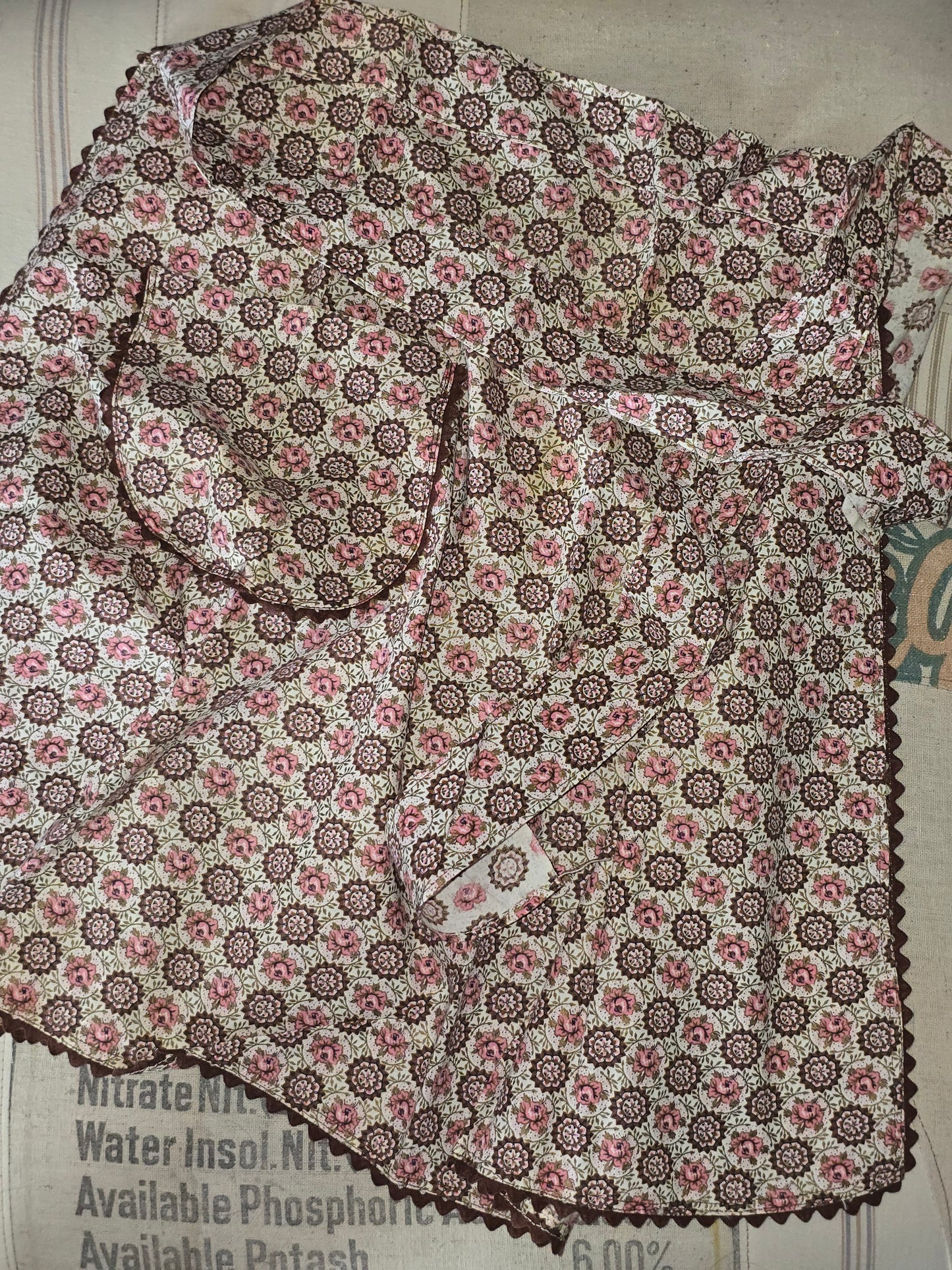 Vintage Pink and Brown Apron