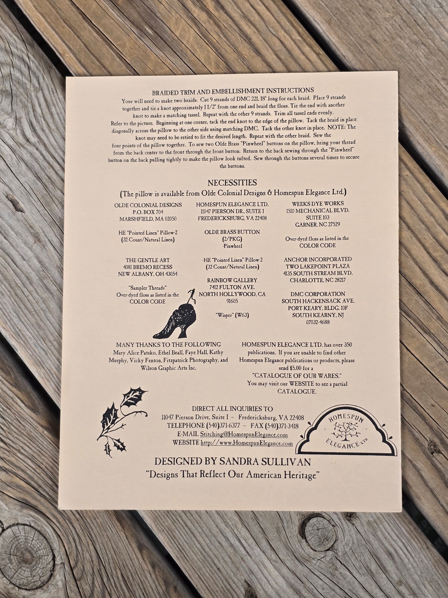 Homespun Elegance - Plain & Fancy Collection - Pointedly Stitched II - Santa & The Holly - Cross Stitch Pattern