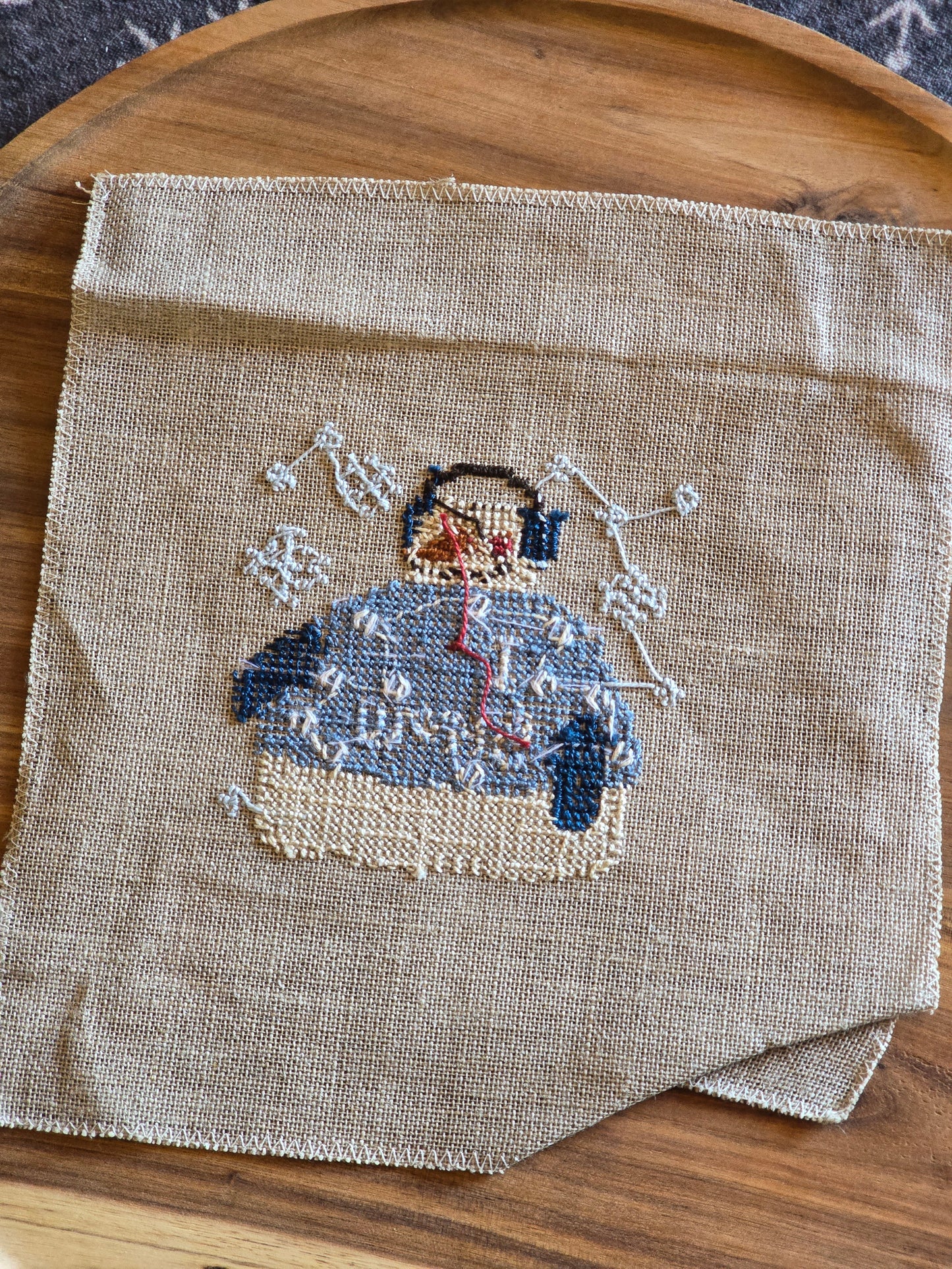 Bent Creek - I Love Snow Zipper - Completed Cross Stitch