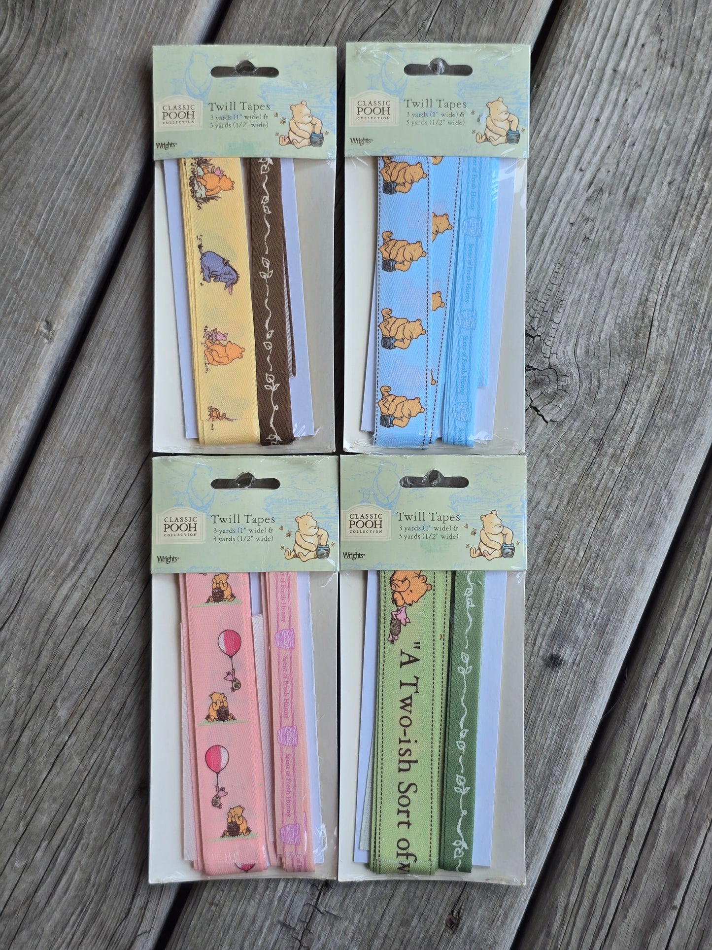 Classic Pooh - Set of Four - Twill Tape - Notions - Trim