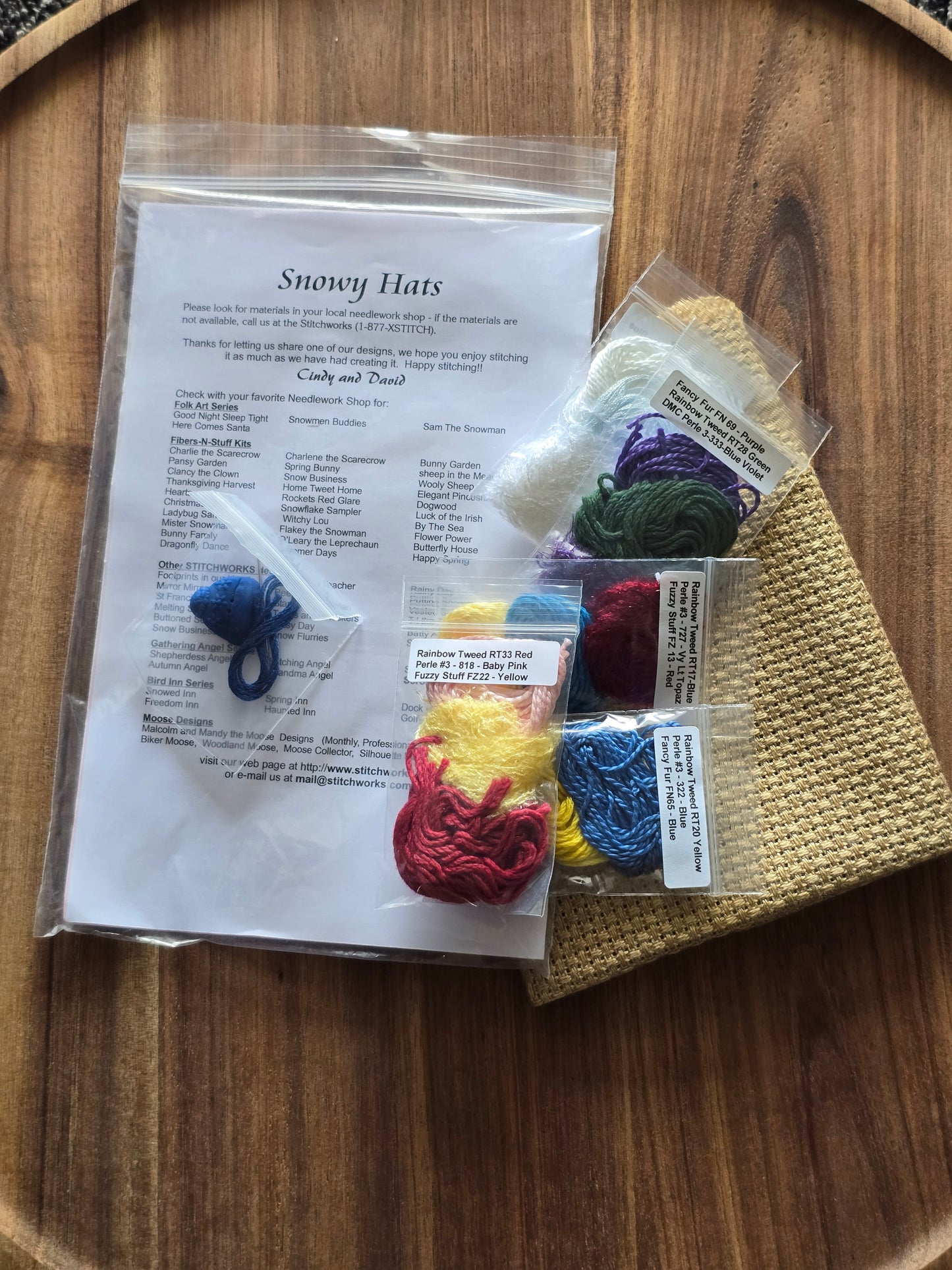 The Stitchworks - Fibers-n-Stuff - Snowy Hats - Cross Stitch Kit