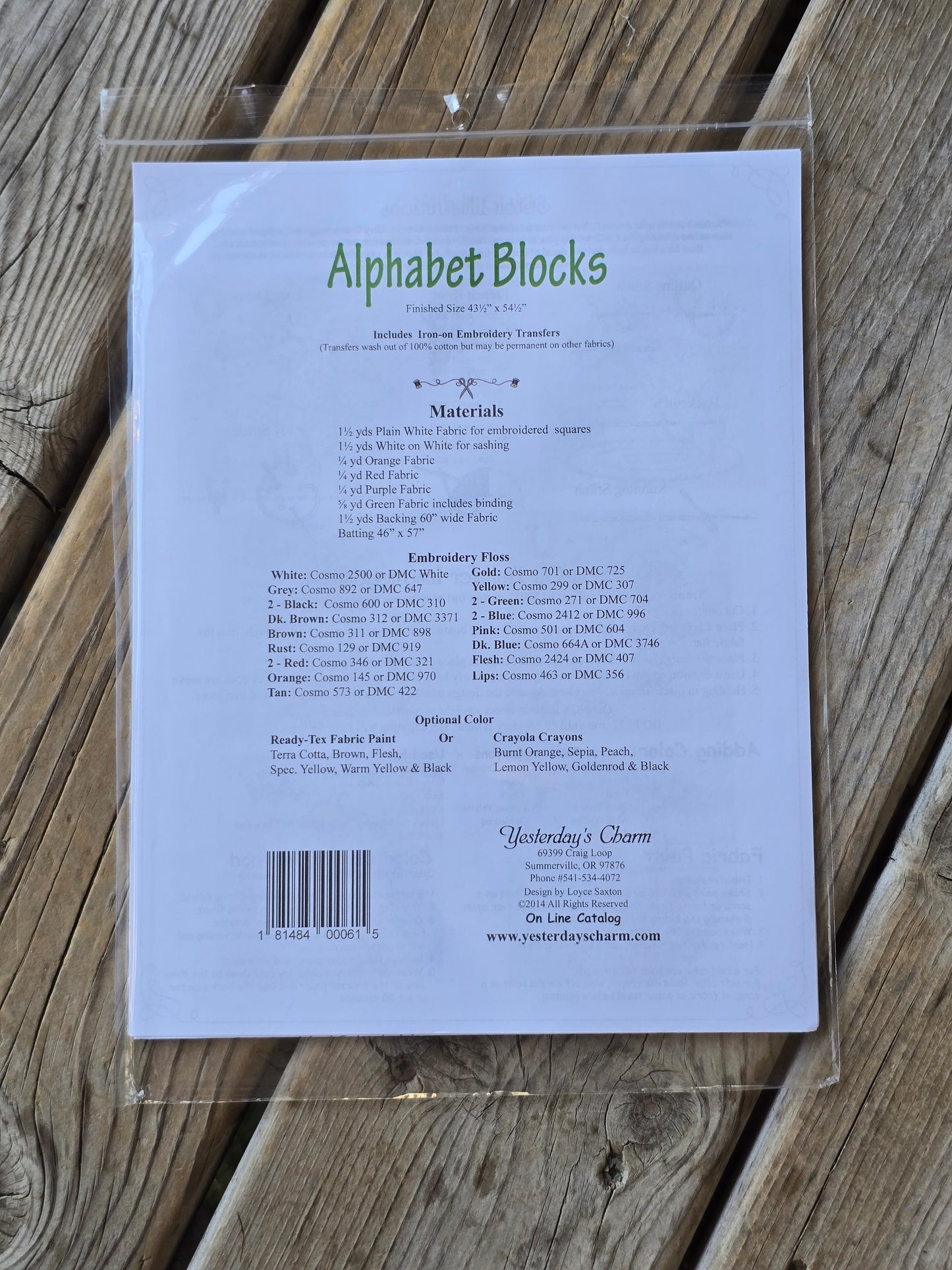 Yesterday's Charm - Alphabet Blocks - Quilt Pattern