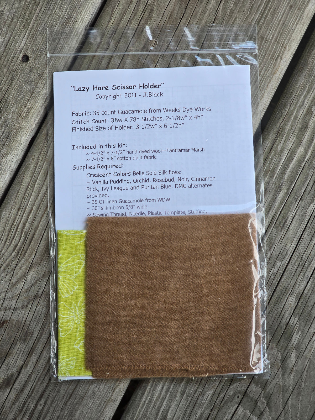 Island Cottage NeedleArts - Lazy Hare Scissor Holder - Wool Stuffie - Cross Stitch Kit