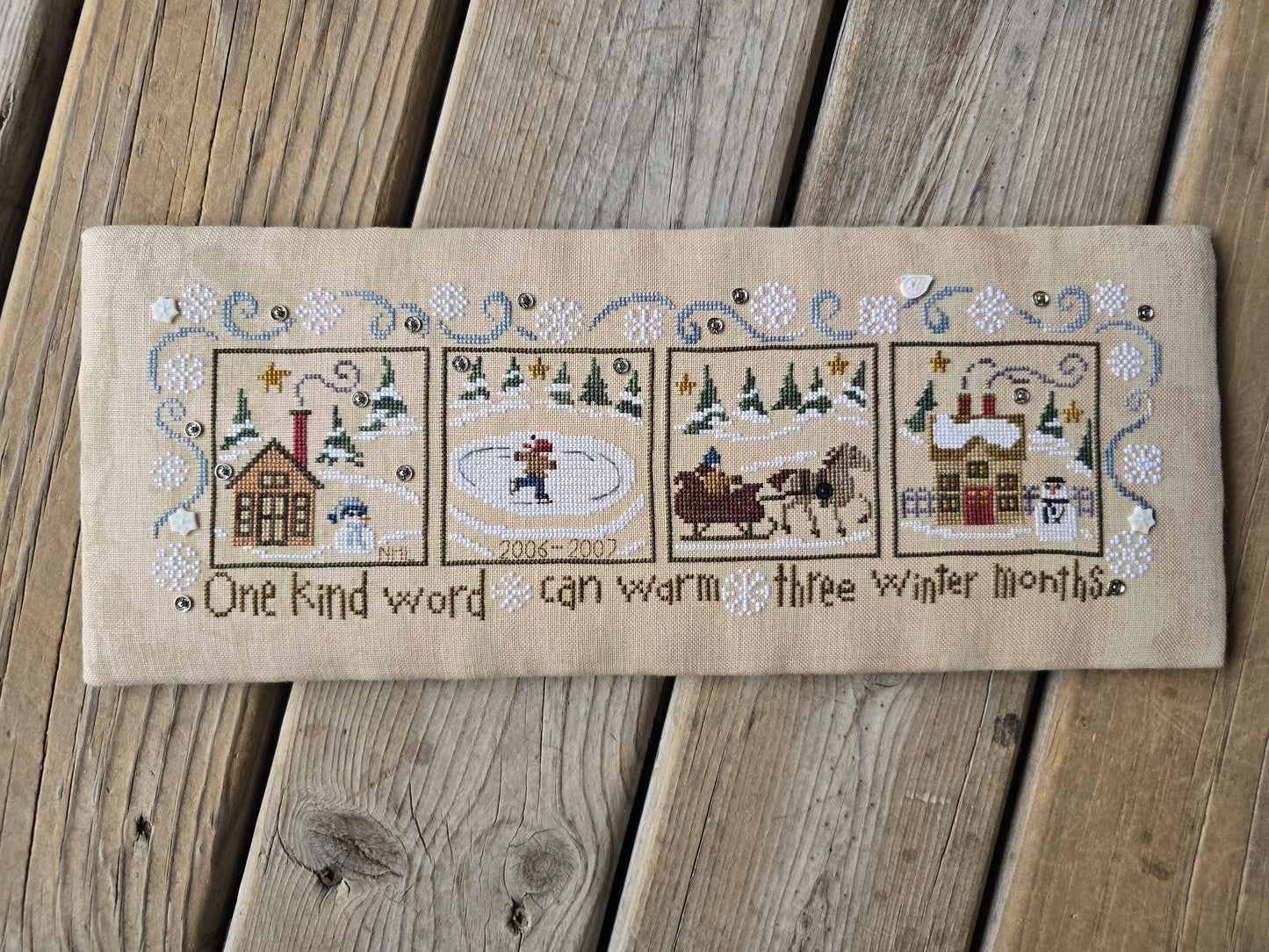Bent Creek - Walking in a Winter Snapperland - Completed Cross Stitch