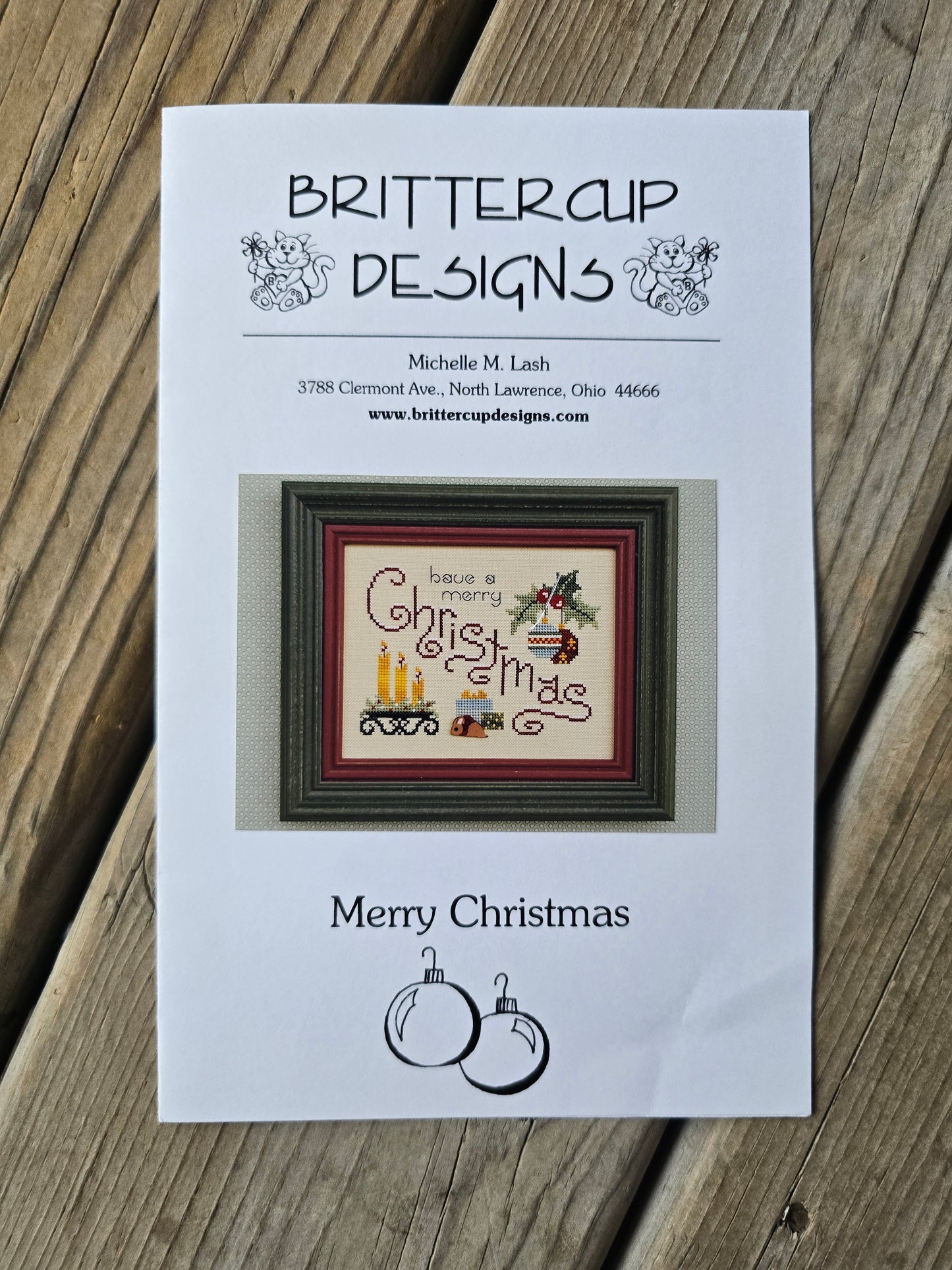Brittercup Designs - Merry Christmas - Cross Stitch Pattern