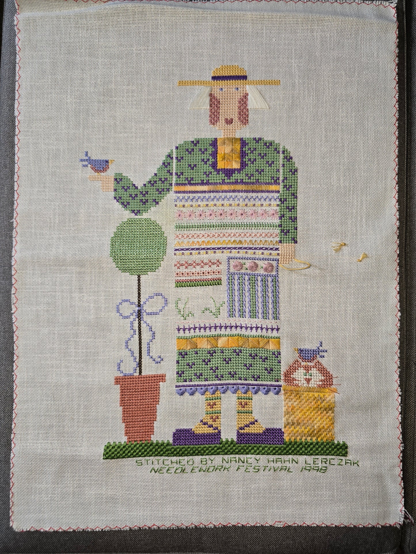 Mosey 'N Me - Rose & Her Garden Friends - Completed Cross Stitch