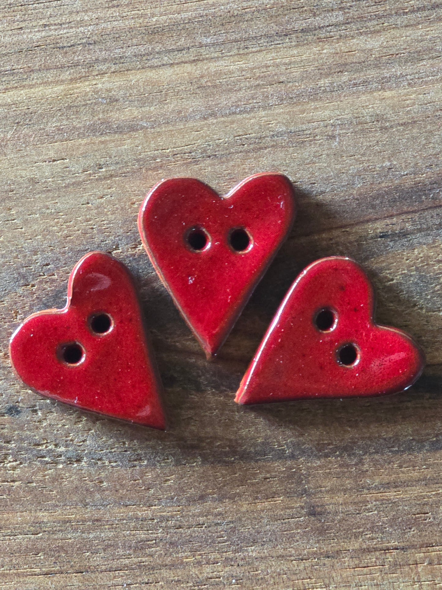 3 Clay Heart Buttons