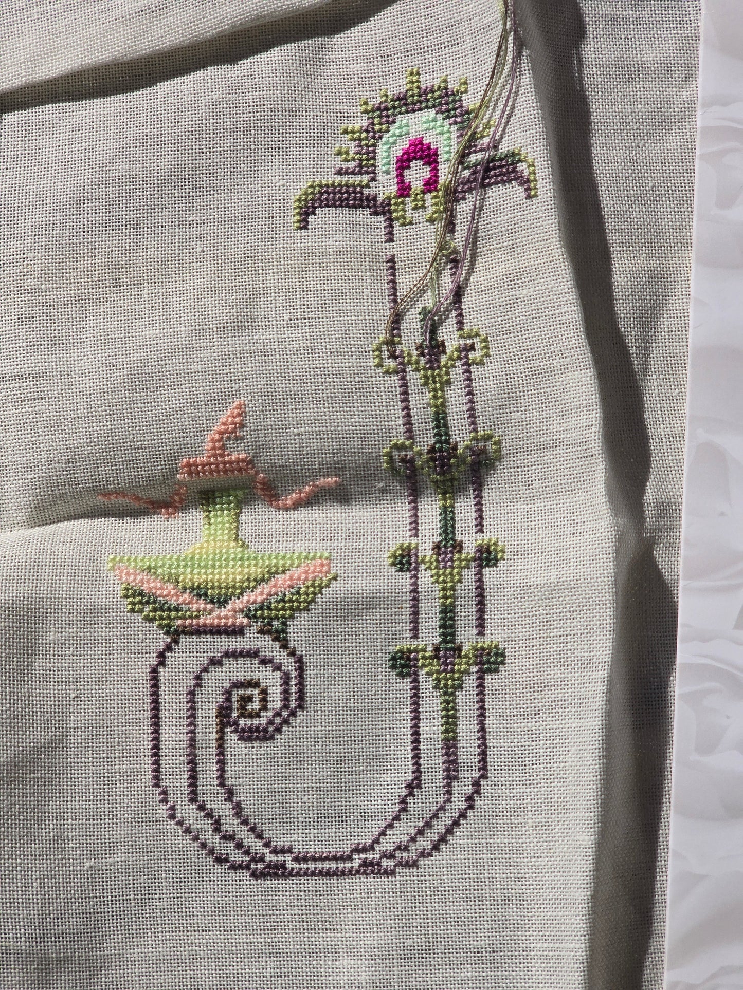 Mirabilia - Letters From Nora "Letter J" - Partially Completed Cross Stitch Kit