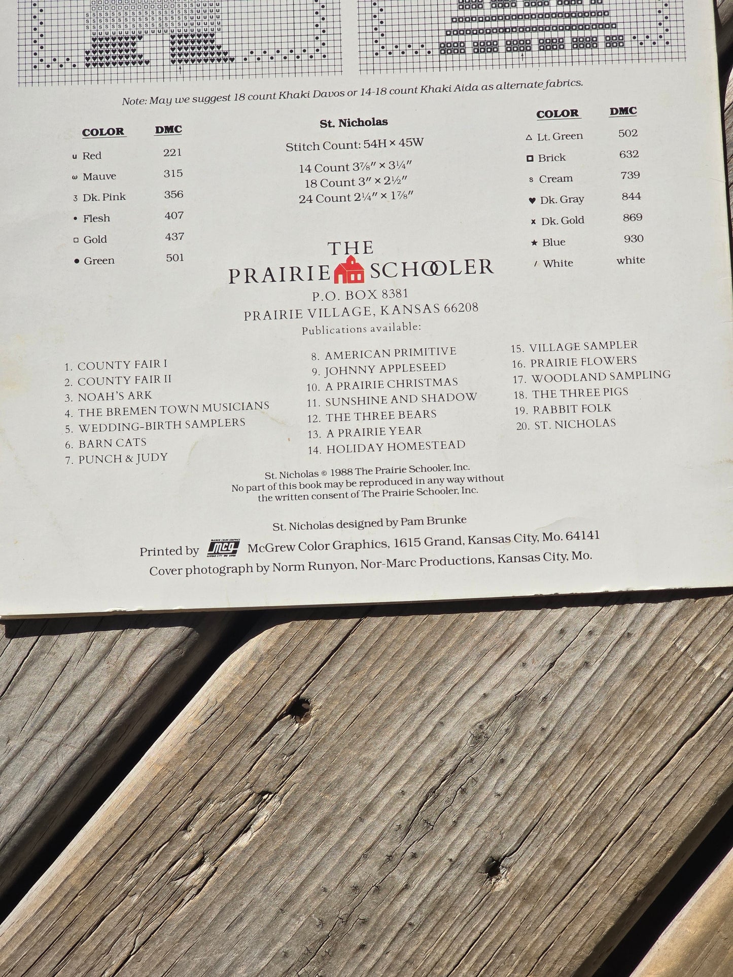 The Prairie Schooler - St. Nicholas - Book No. 20 - Cross Stitch Pattern