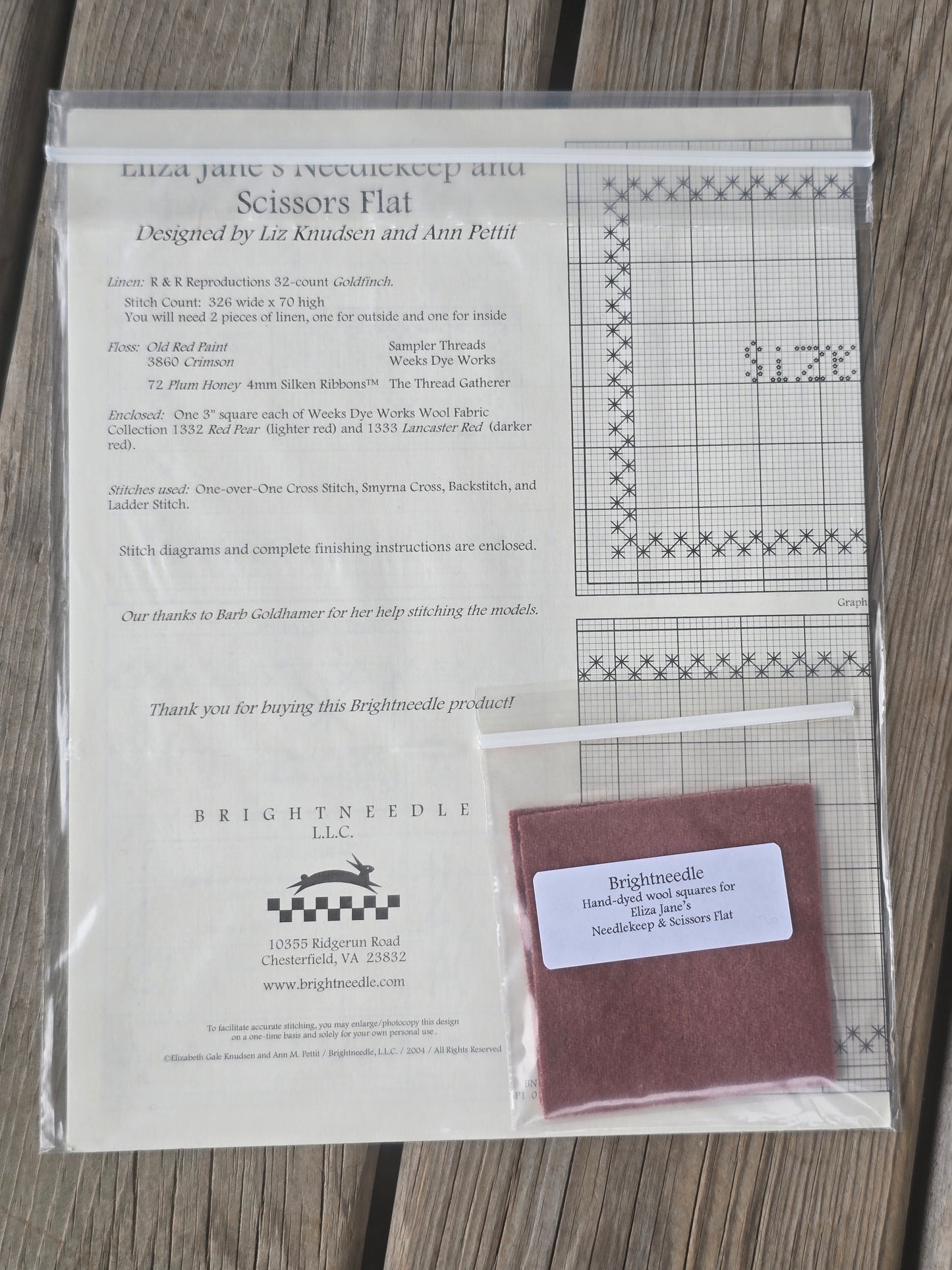 Brightneedle - Eliza Jane's Needlekeep and Scissor Flat - Cross Stitch Pattern